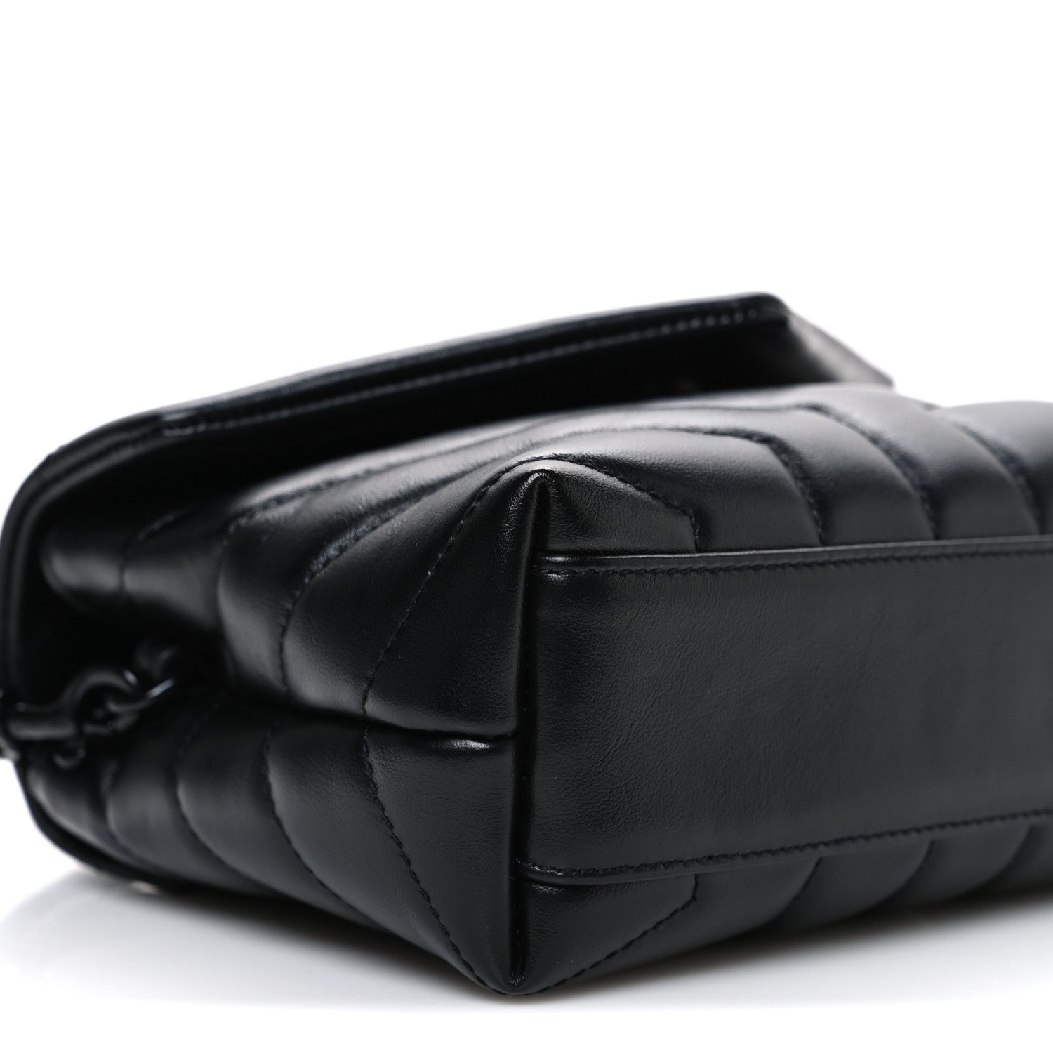 Calfskin Y Quilted Monogram Monochrome Toy Loulou Crossbody Bag Black