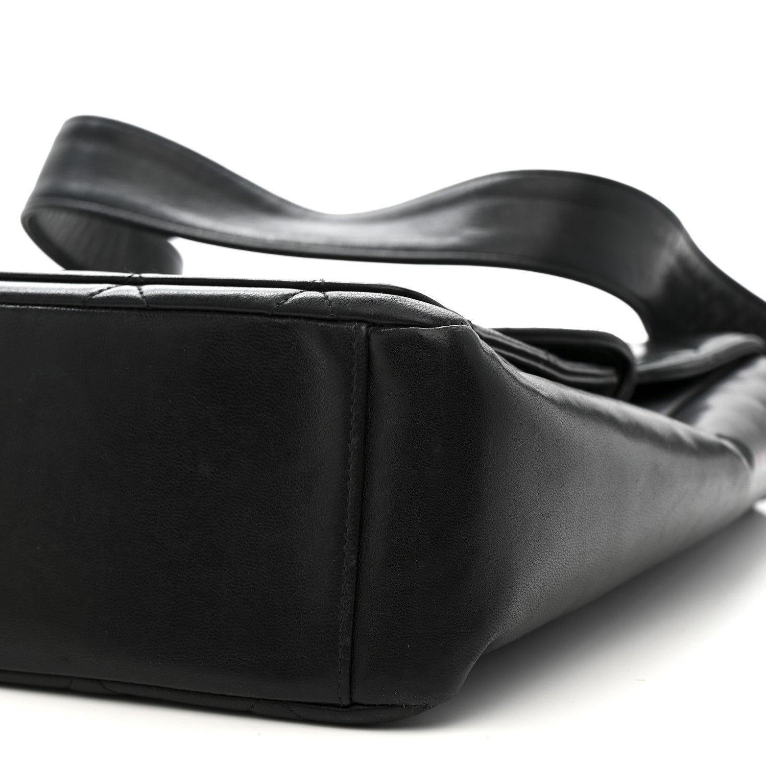 Lambskin Quilted Double Pocket Shoulder Bag Black