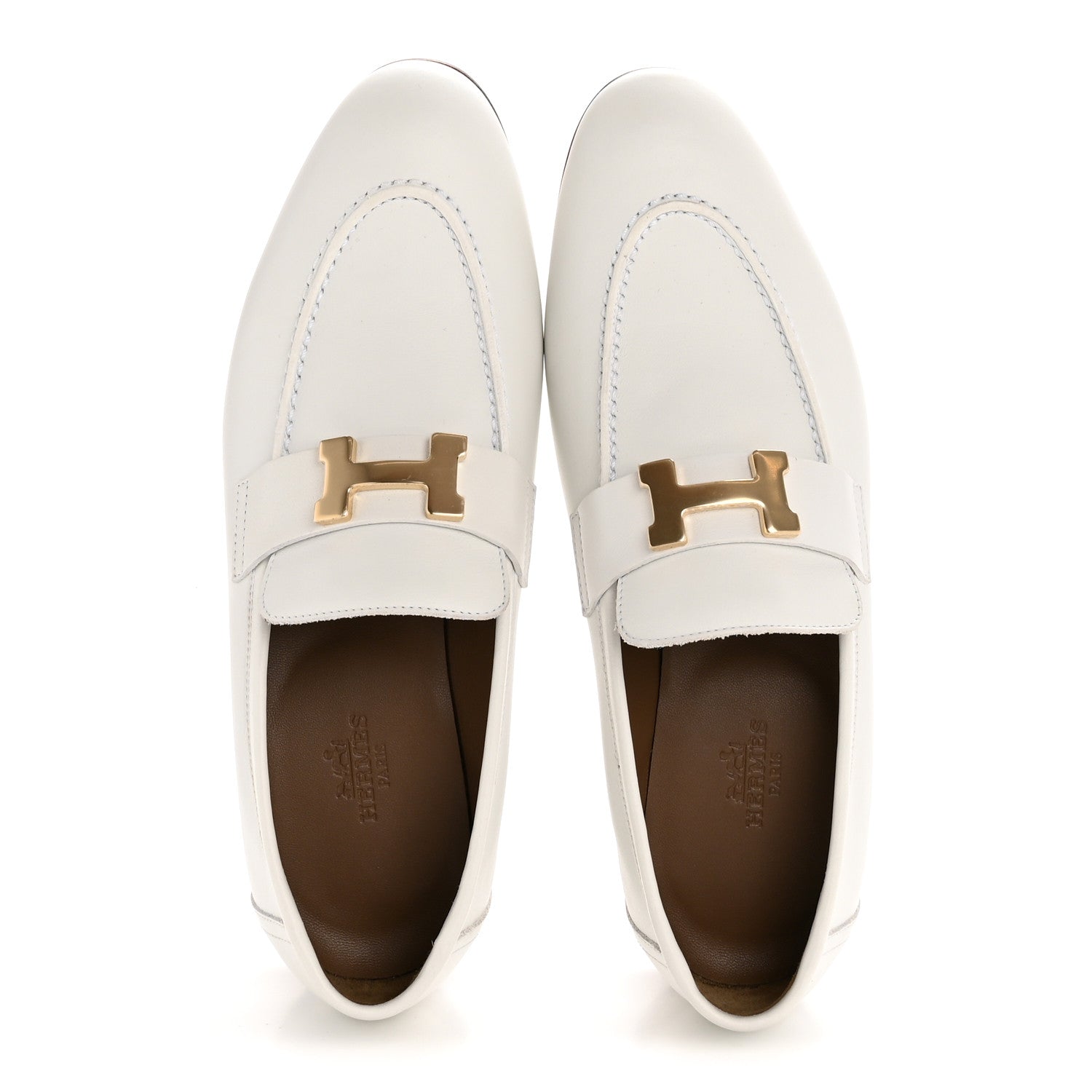 Calfskin Womens Paris Loafers 37 White
