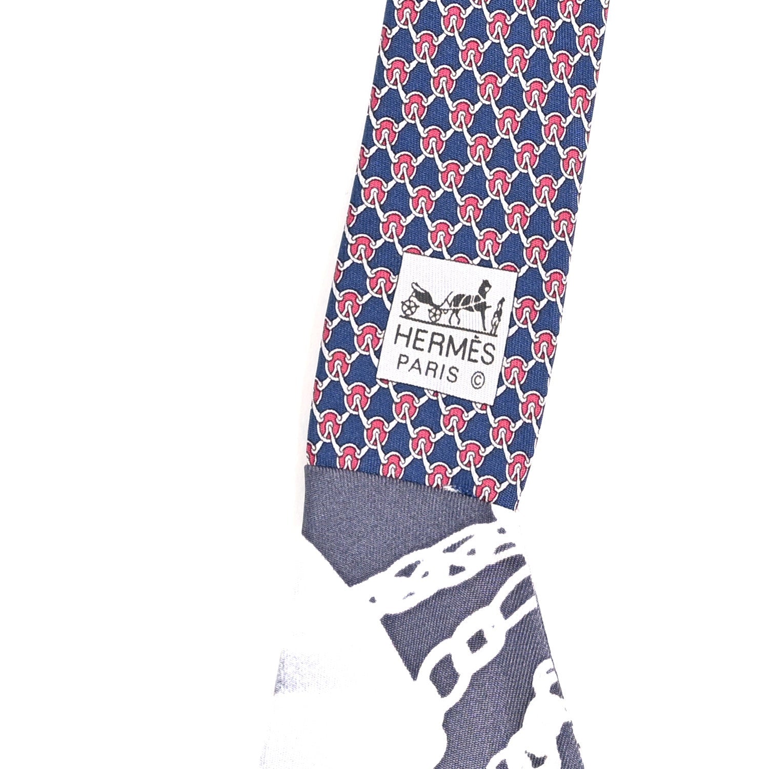 Silk Petit H Scarf And Tie Marine Black White