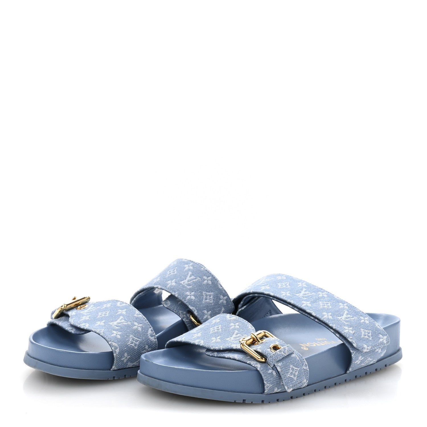 Monogram Jacquard Bom Dia Flat Comfort Mules 36 Blue