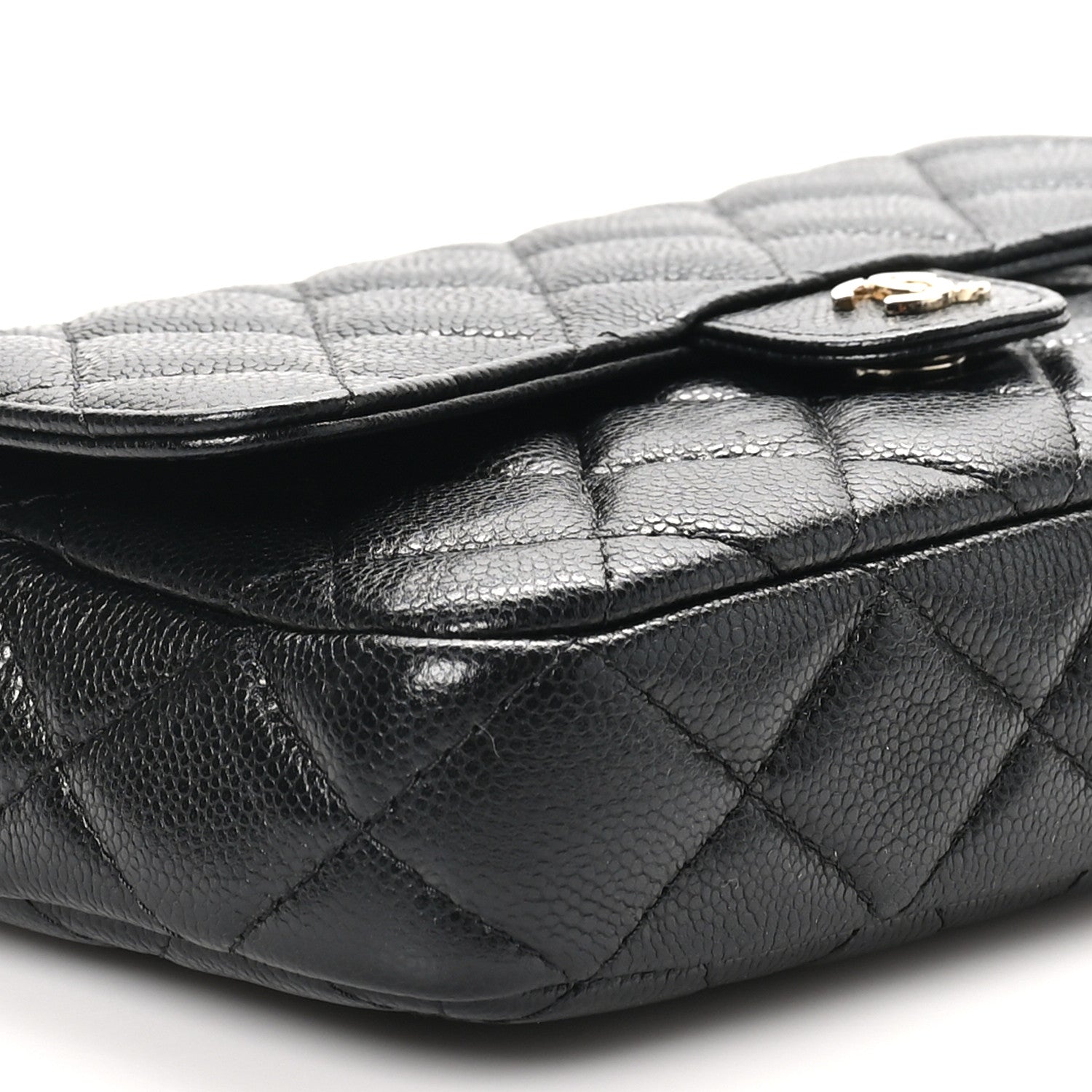 Caviar Quilted Flap Phone Holder With Chain Black