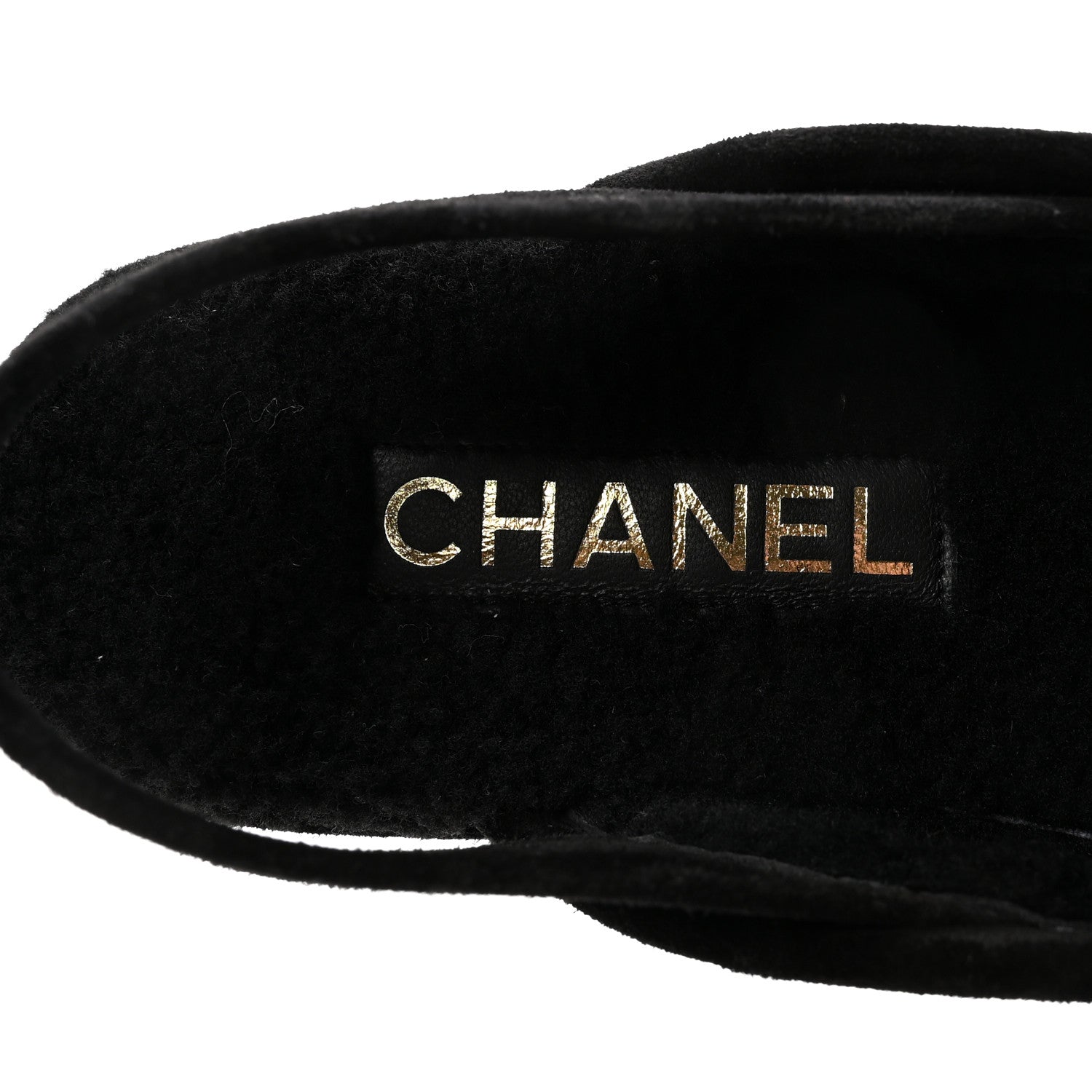 Suede Calfskin CC Slingback Loafers 39 Black