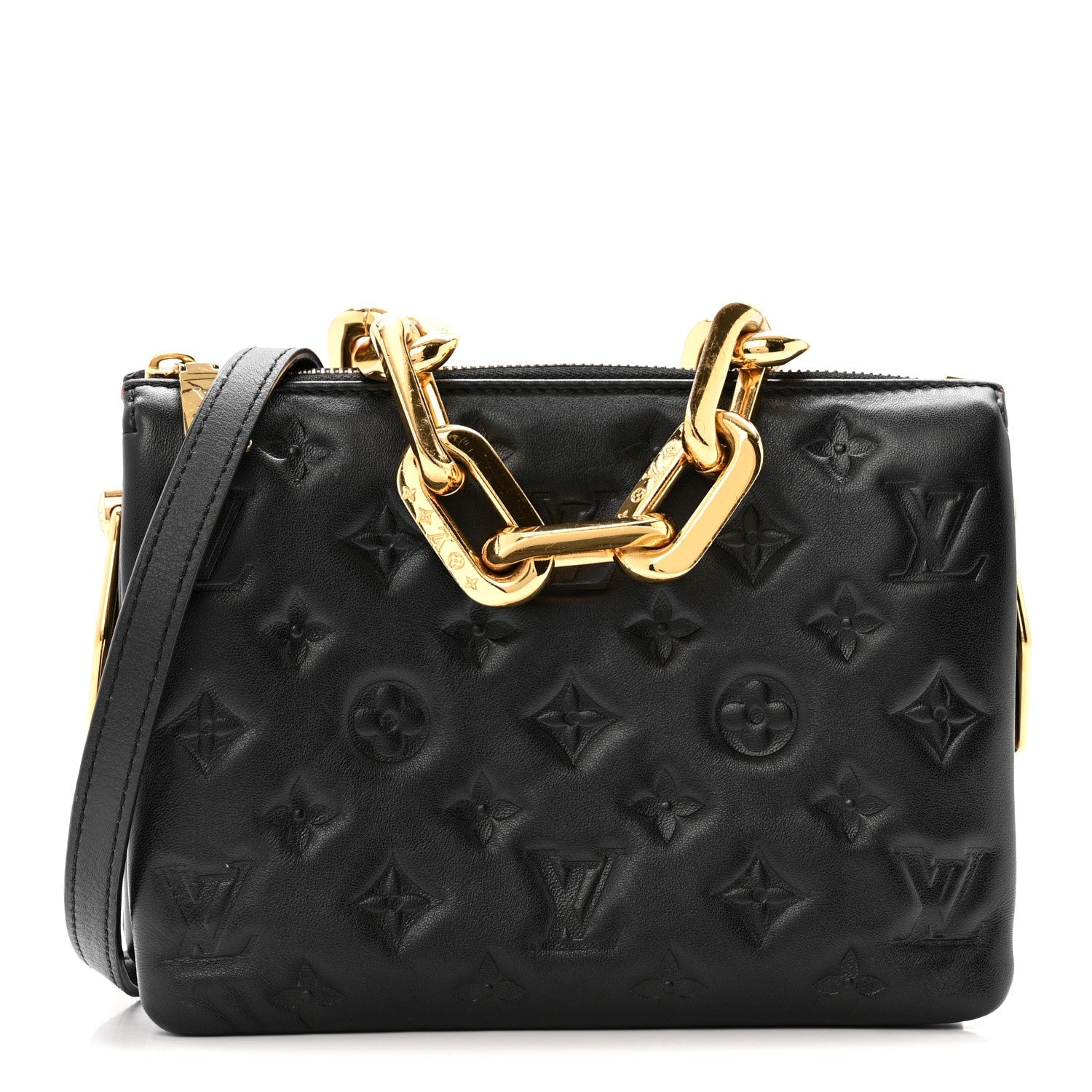 Lambskin Embossed Monogram Coussin BB Black