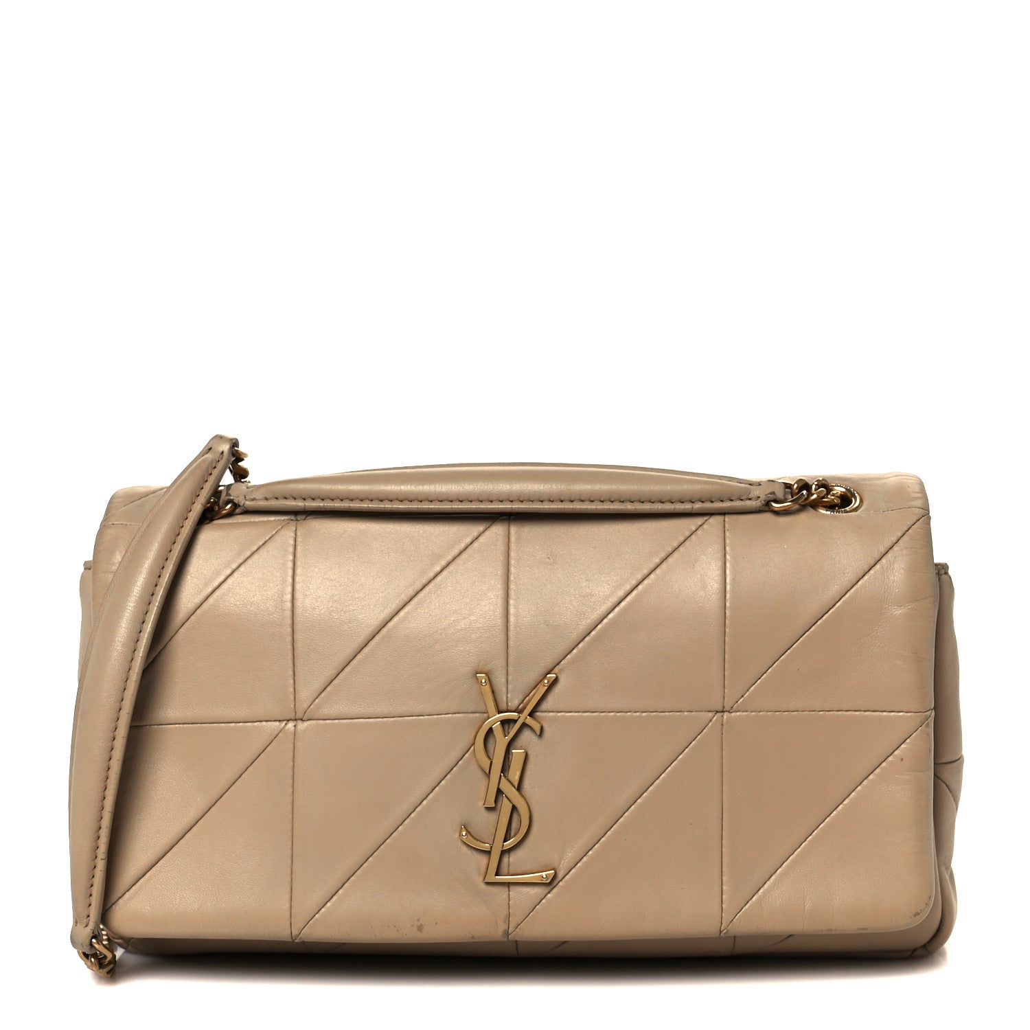 Lambskin Patchwork Monogram Medium Jamie Beige