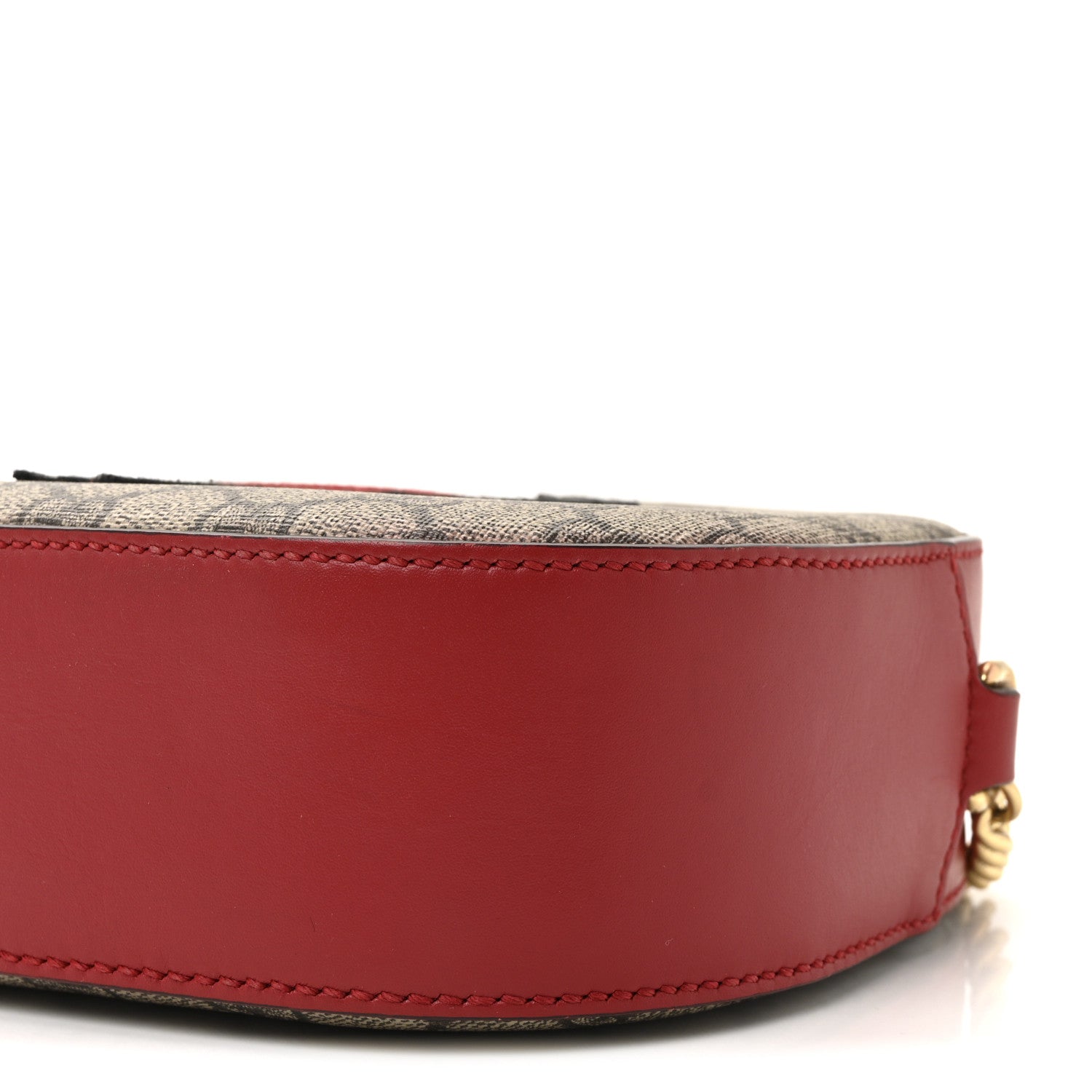 GG Supreme Monogram Kingsnake Heart Embroidered Mini Chain Shoulder Bag Beige Hibiscus Red