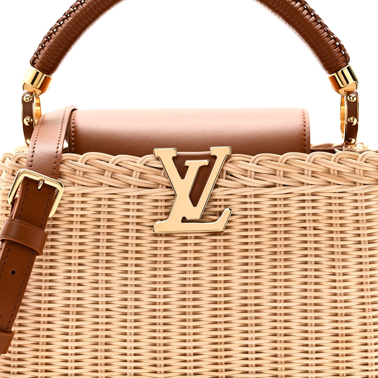 Rattan Calfskin Capucines BB Tan