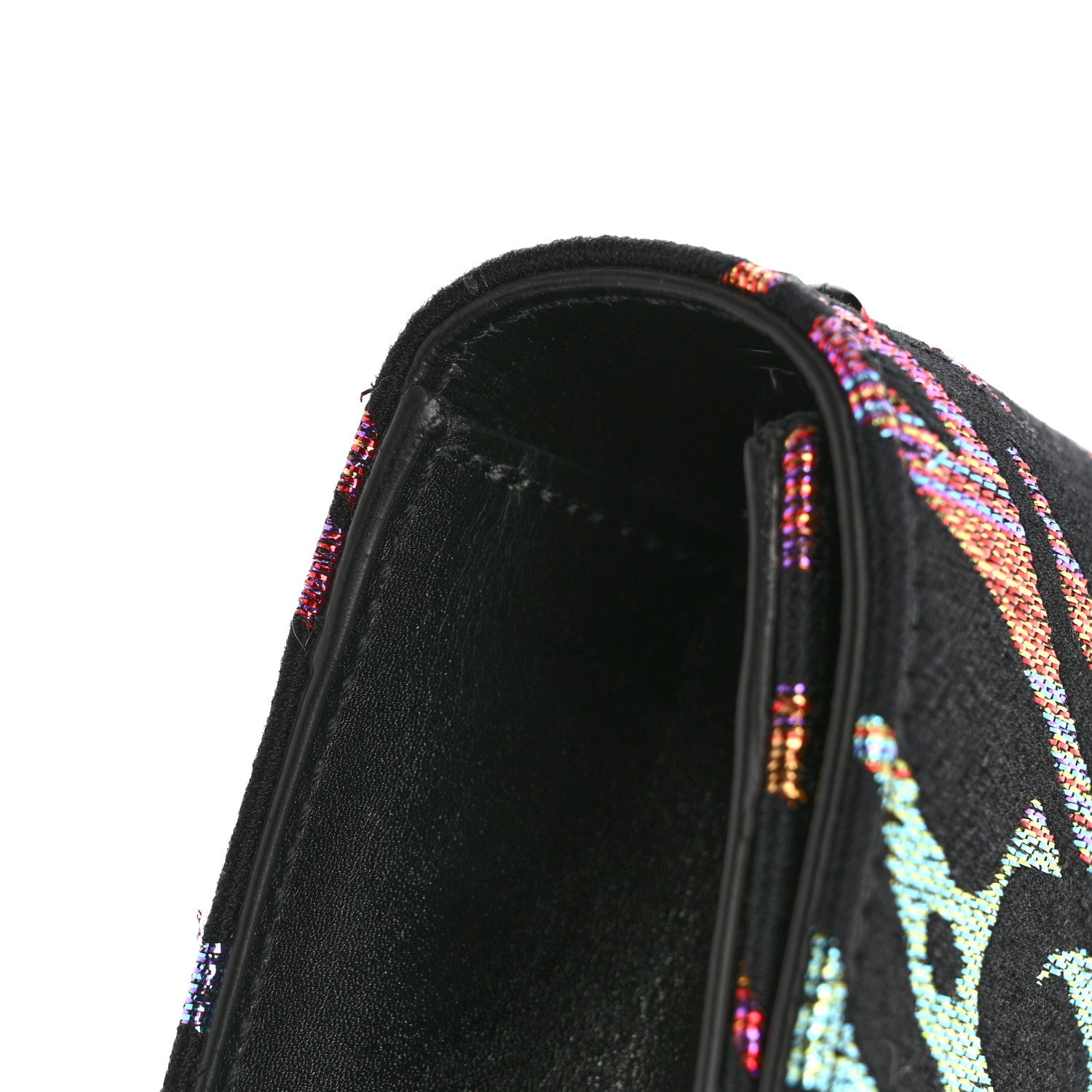 Canvas Calfskin Metallic Tiger Print Small Monogram Kate Satchel Black Multicolor