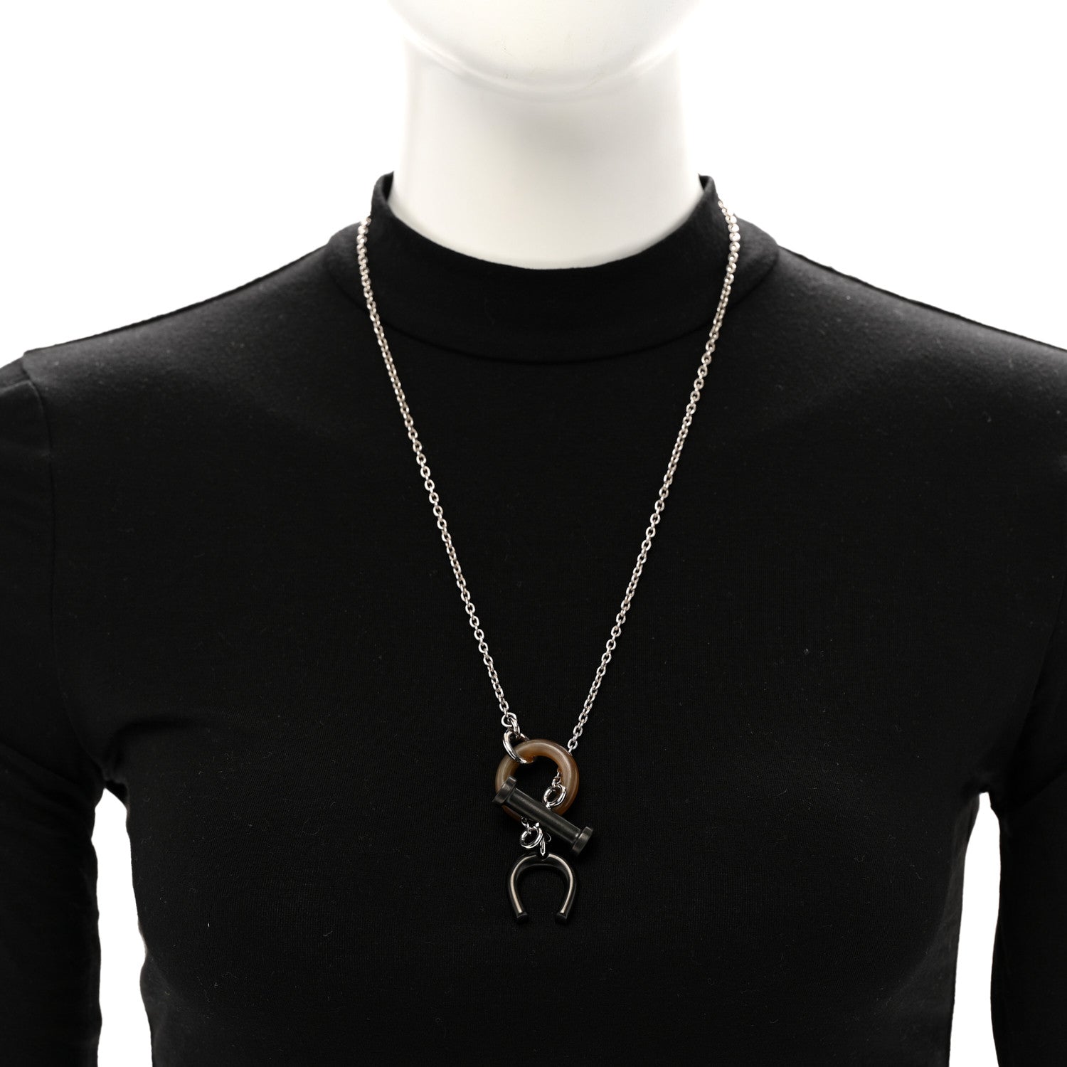 Palladium Buffalo Horn Mobile Equestre Necklace