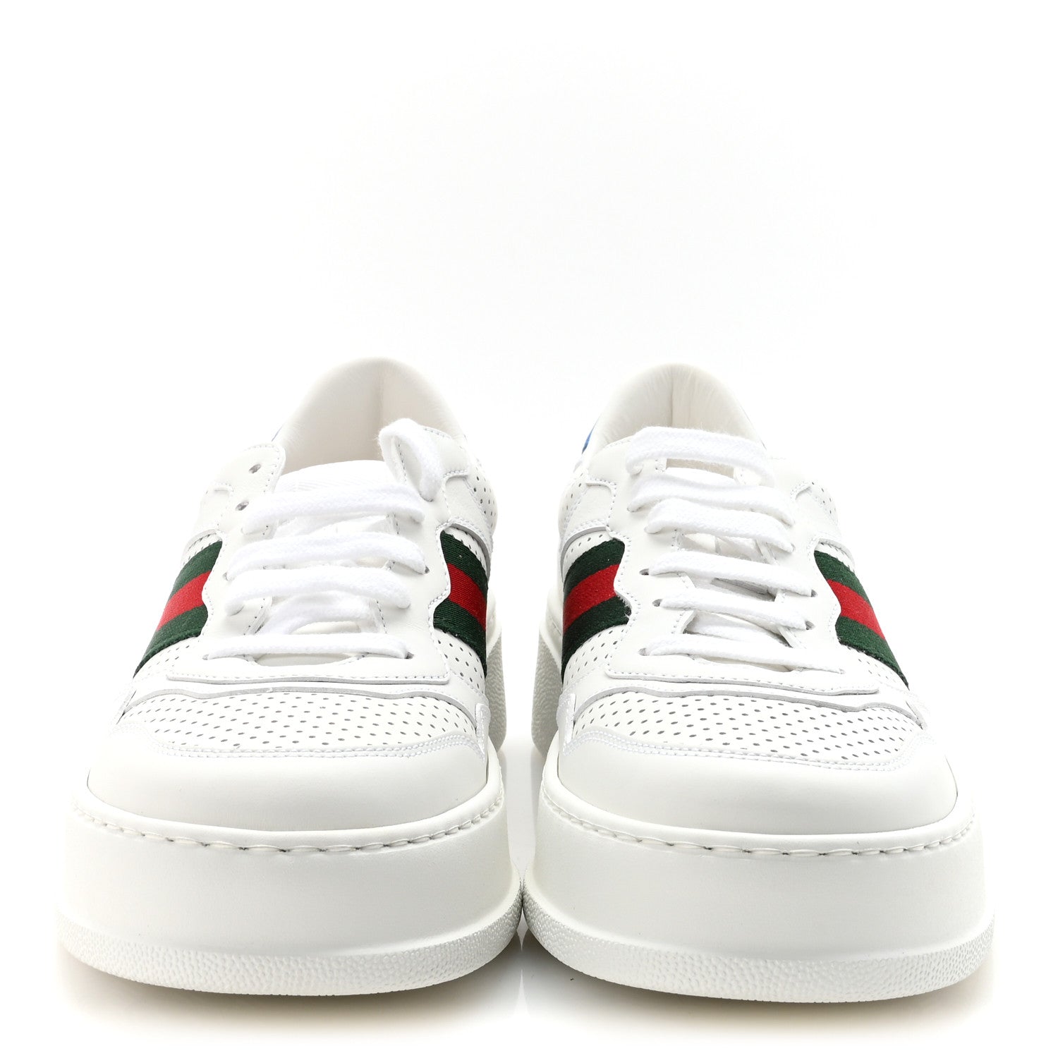 Calfskin Web Perforated Womens Platform 55mm Sneakers 39.5 White Bright Splash