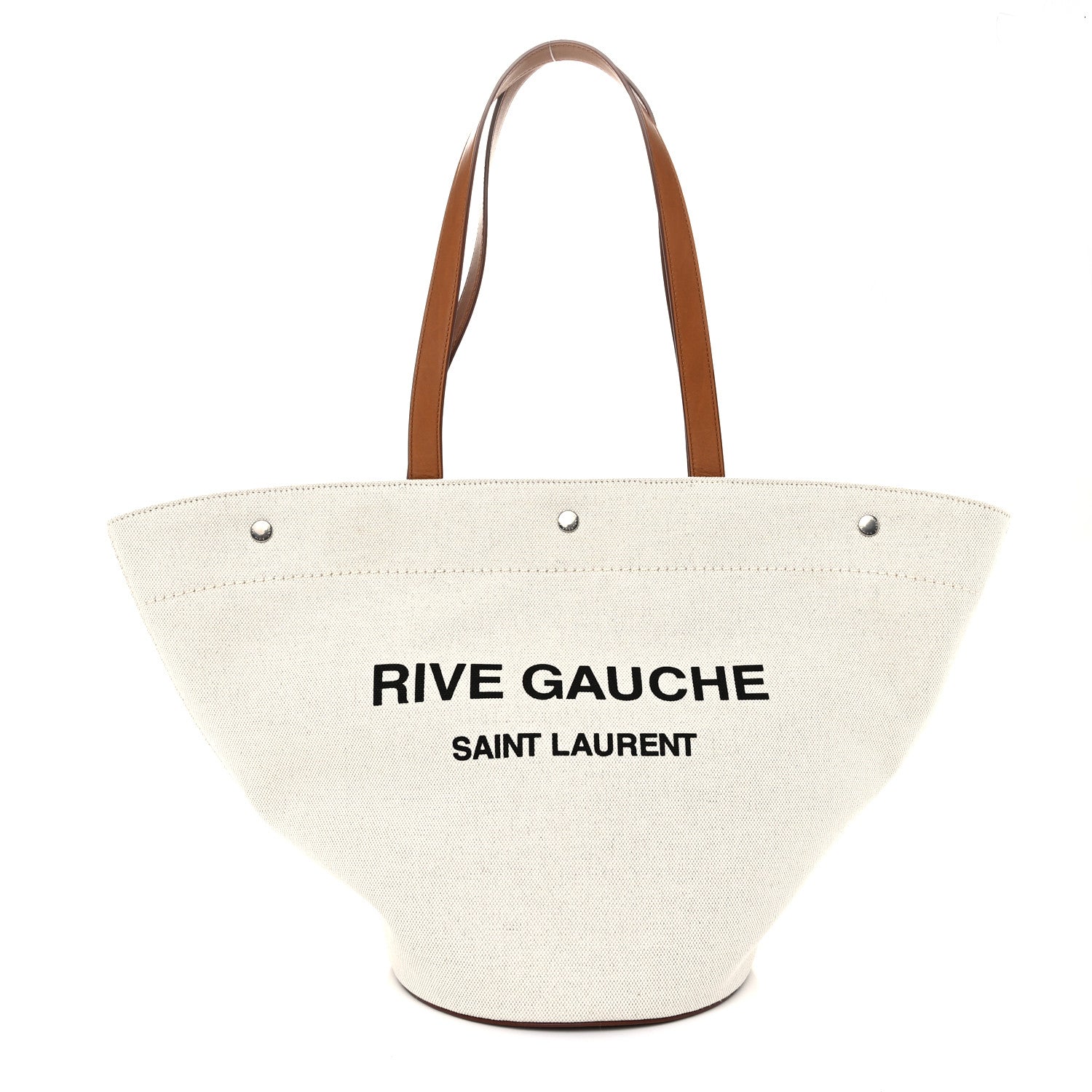 Linen Calfskin Rive Gauche Tote Greggio Brick