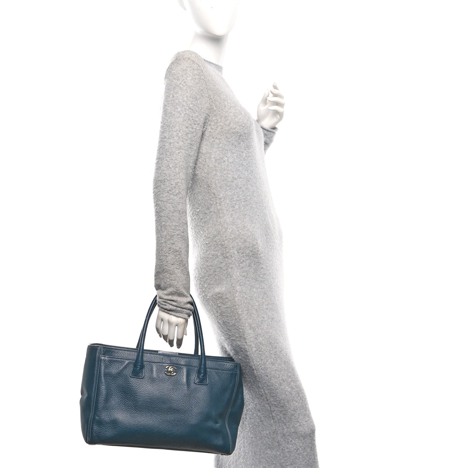 Calfskin Cerf Executive Shopper Tote Blue