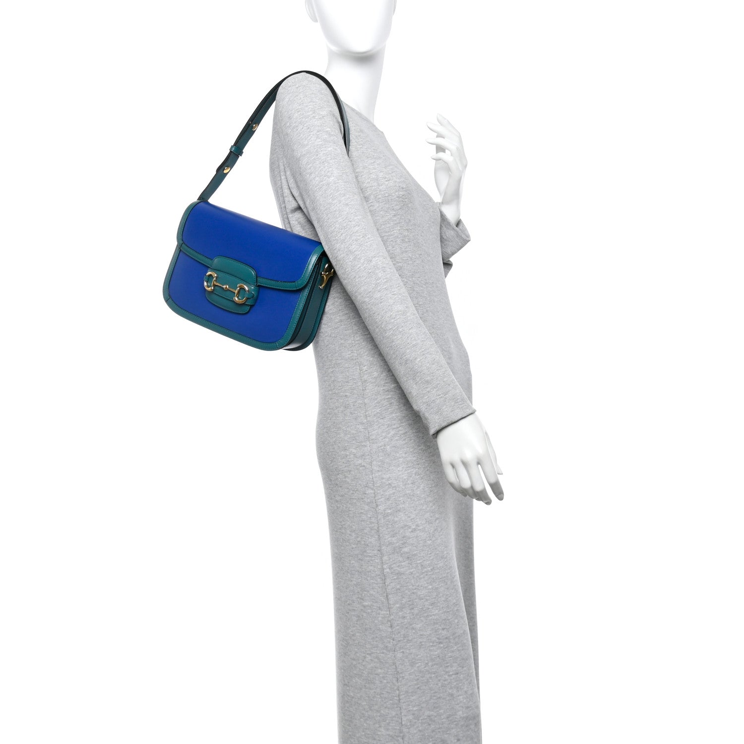 Azalea Calfskin Horsebit 1955 Shoulder Bag Imperial Blue Pavone