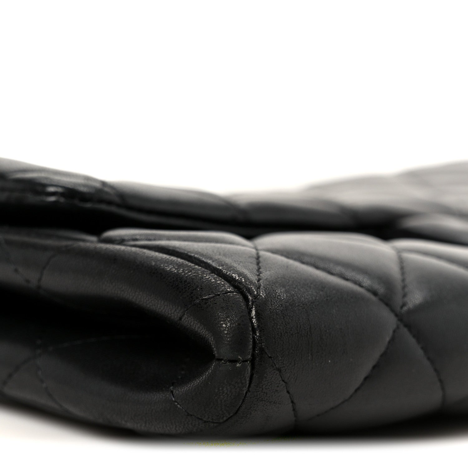 Lambskin Quilted Clutch With Chain Flap Black
