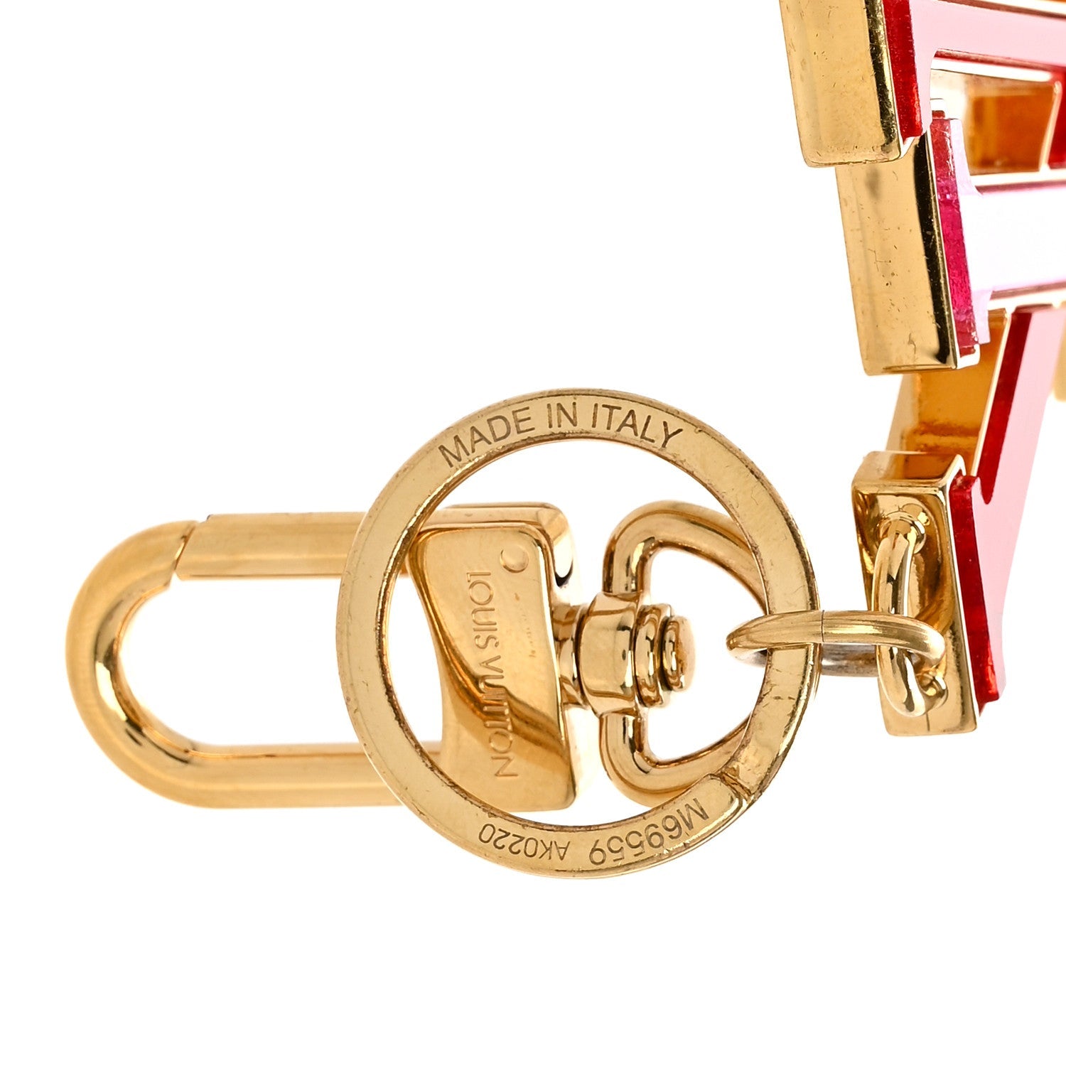 Metal LV Glass Bag Charm Key Holder Rouge Rose