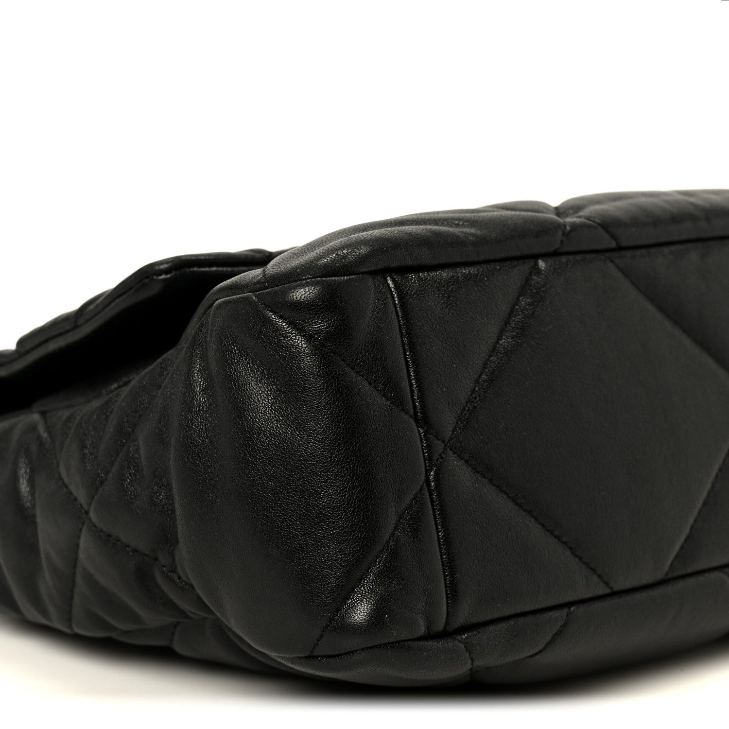 Goatskin Quilted Large Chanel 19 Flap Black