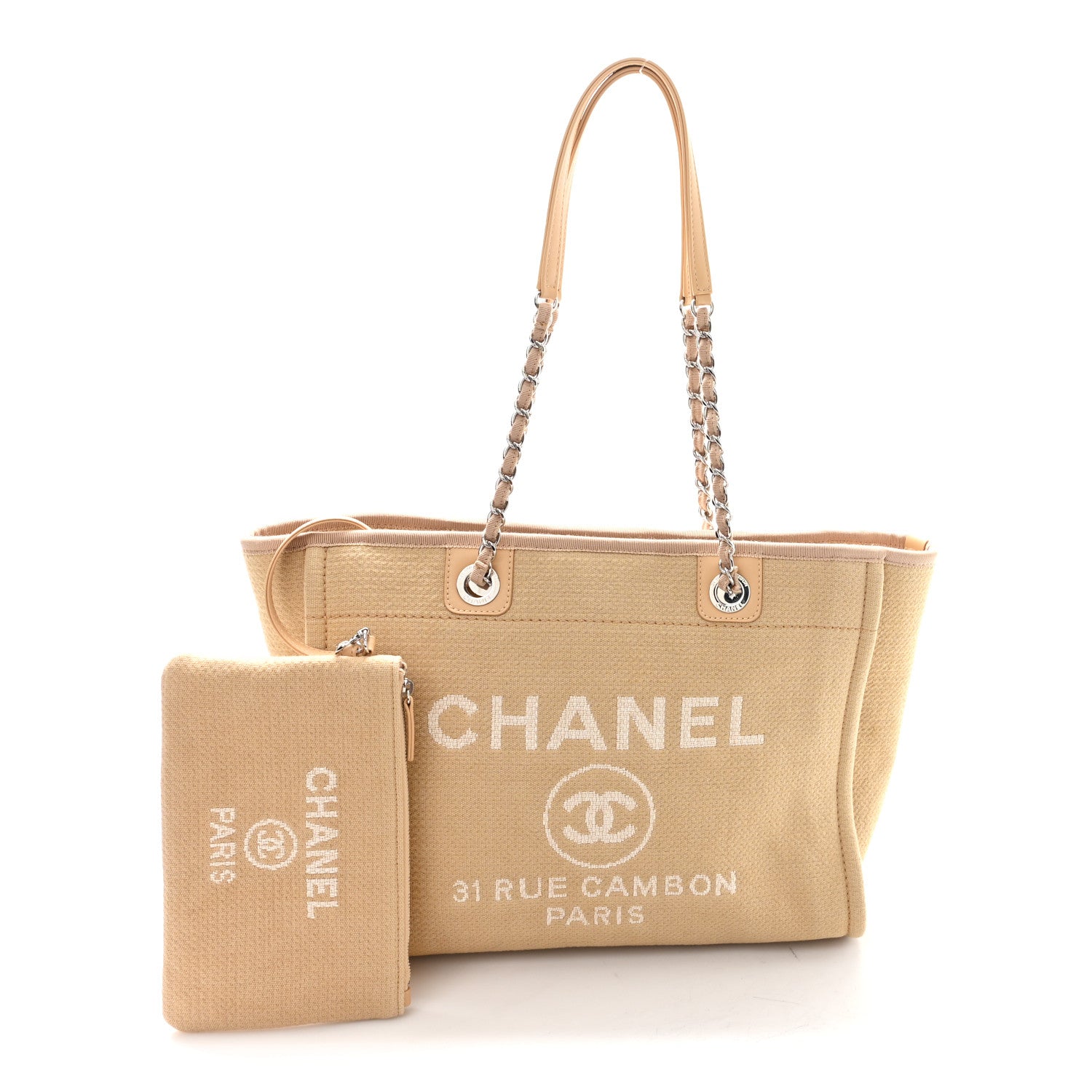 Mixed Fibers Small Deauville Tote  Beige