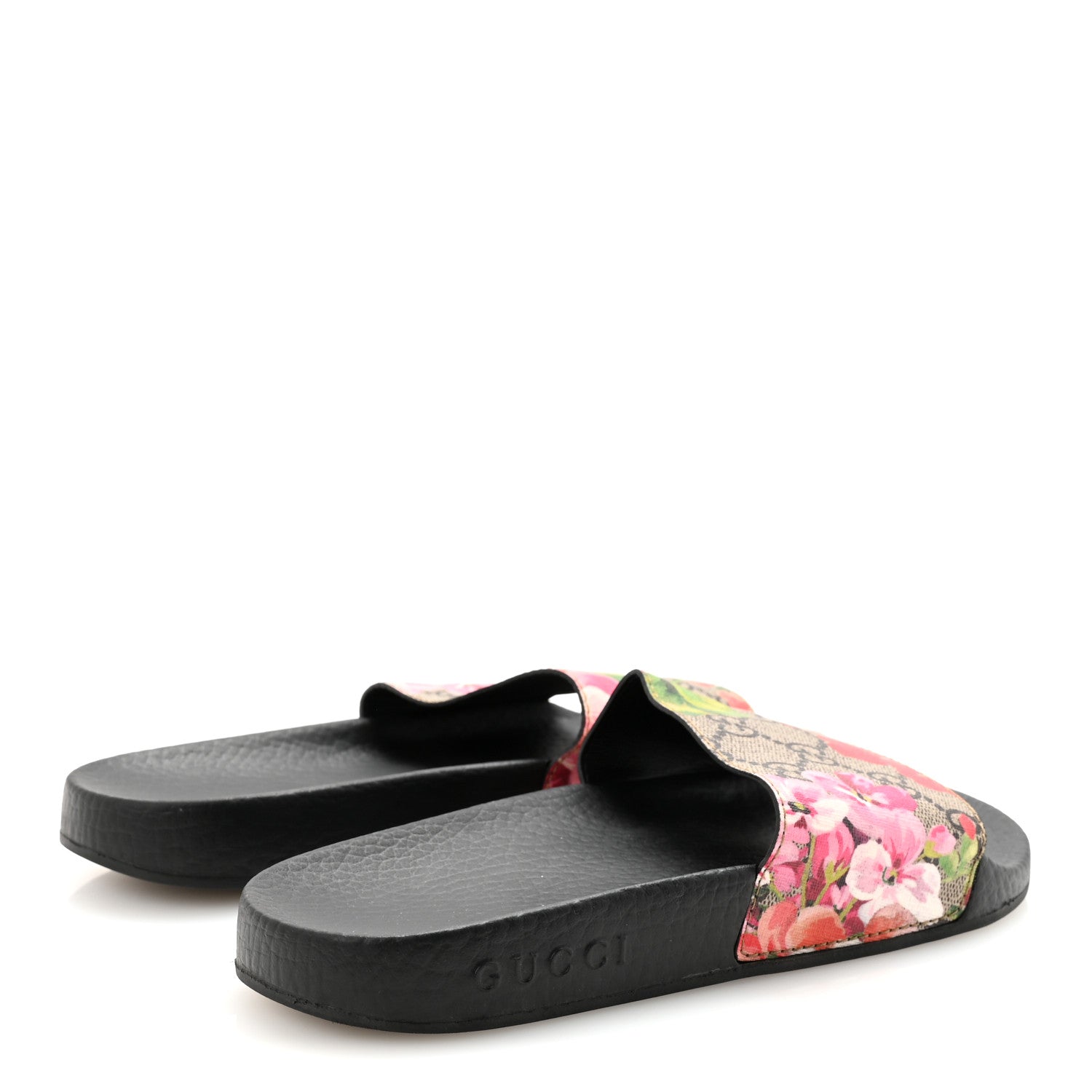 GG Supreme Monogram Blooms Slide Sandals 36 Beige Multicolor
