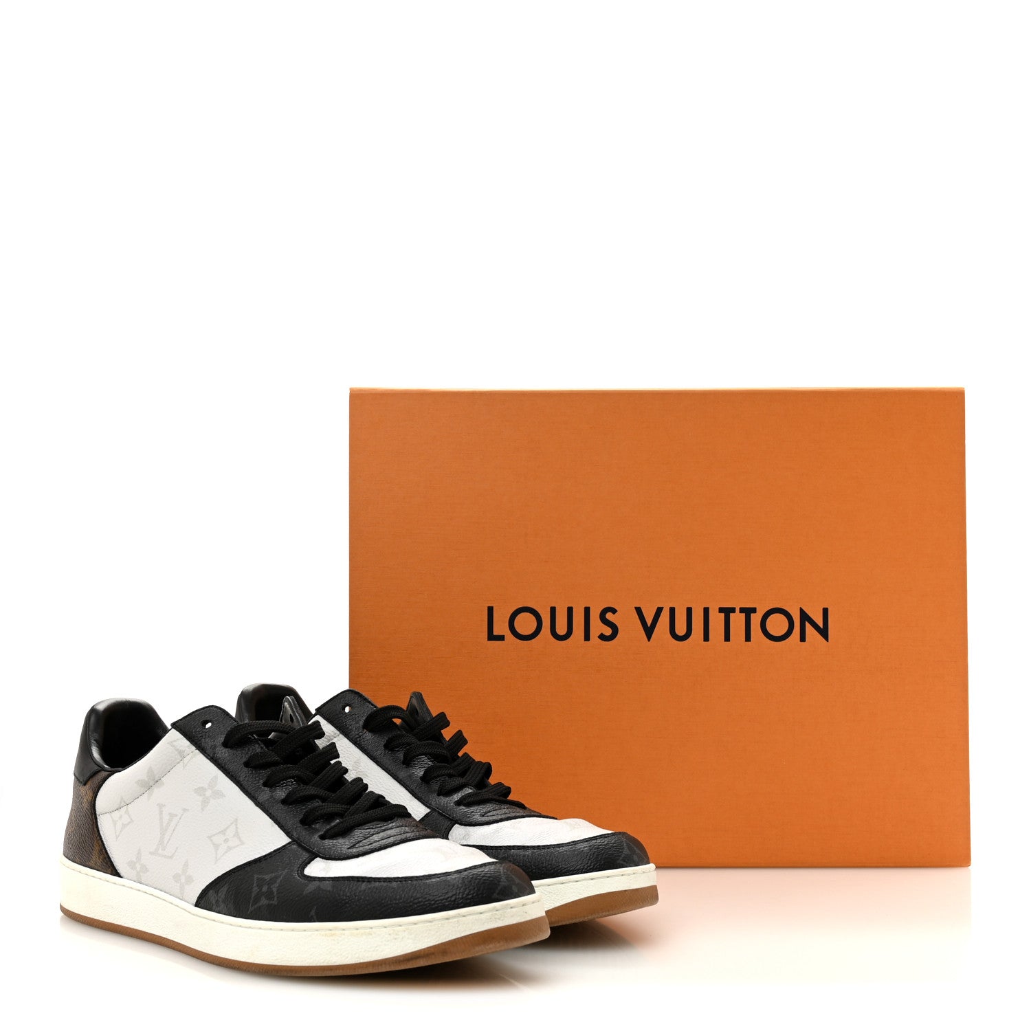 Calfskin Monogram Mens Rivoli Sneakers 9 White Black