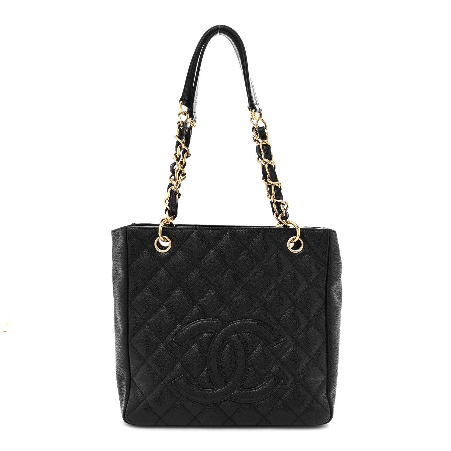 Caviar Quilted Petit Shopping Tote PST Black
