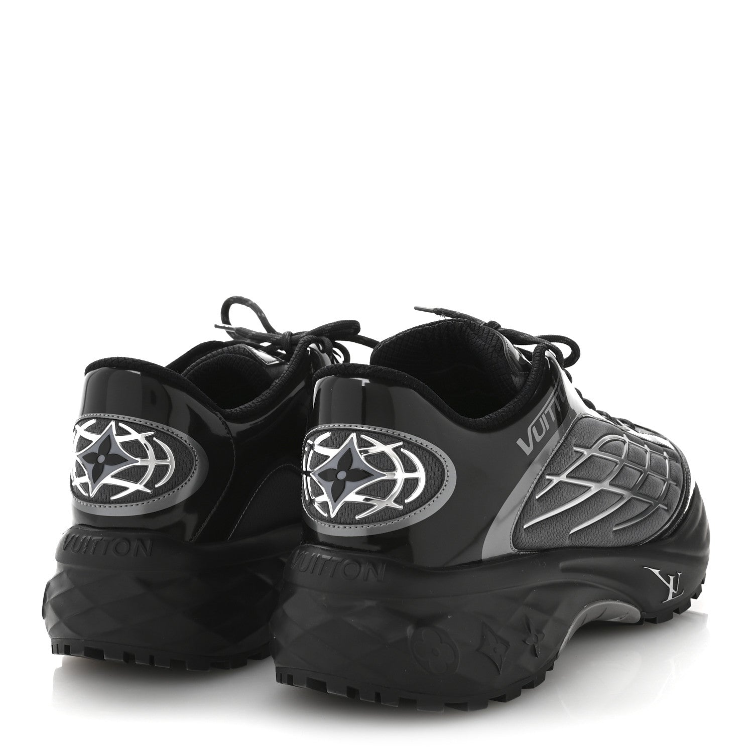 Monogram Discovery Lace Up Sneakers 9.5 Black Silver