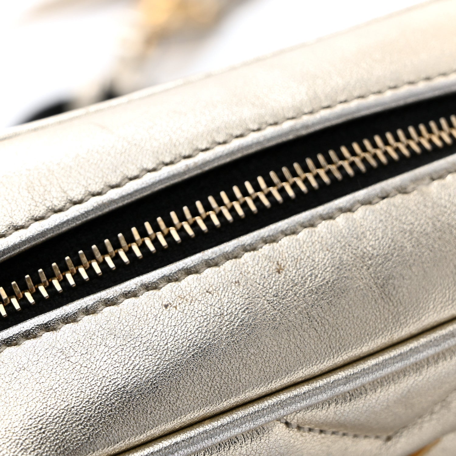 Metallic Calfskin Matelasse Monogram Lou Belt Bag Platino