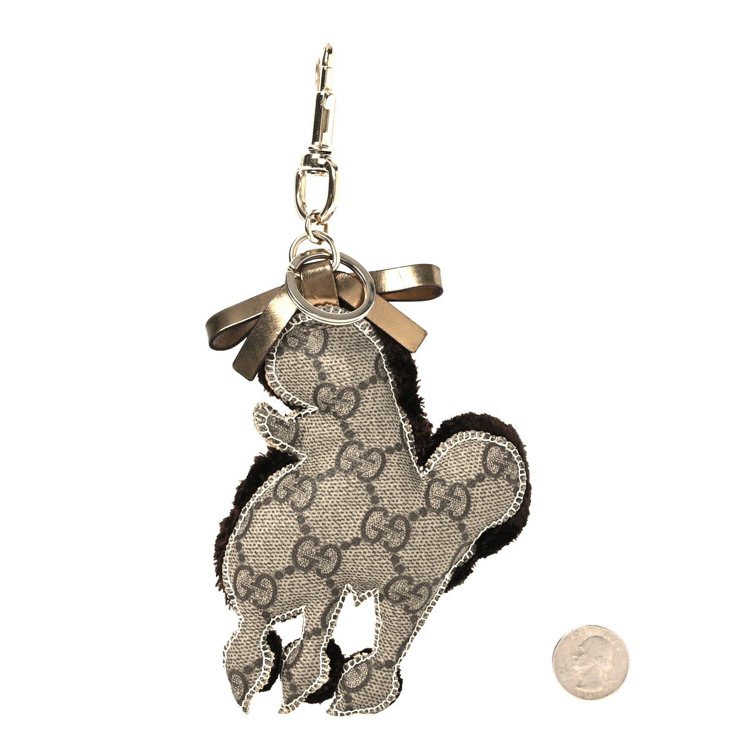 GG Supreme Monogram Lulu French Poodle Bag Charm Brown