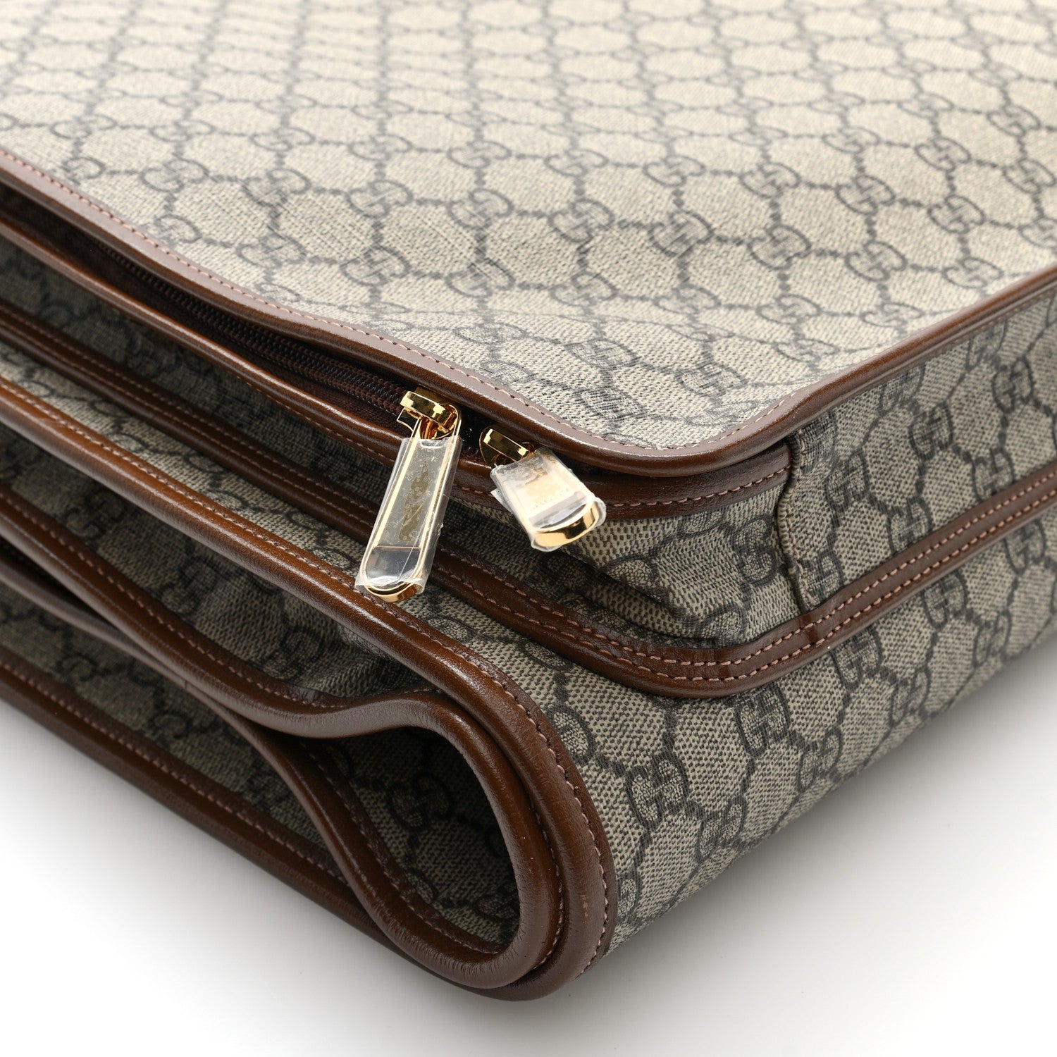 GG Supreme Monogram Azalea Calfskin Retro Interlocking G Hanger Garment Bag Beige Ebony Brown Sugar