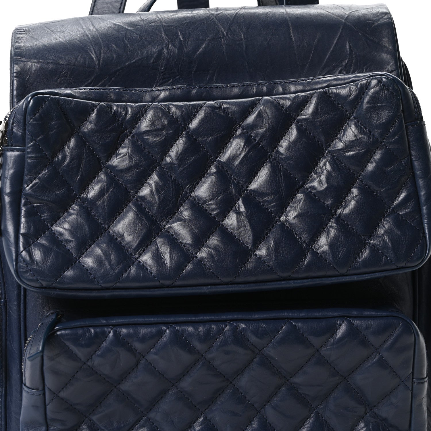 Aged Calfskin Quilted Medium Casual Rock Airlines Backpack Blue