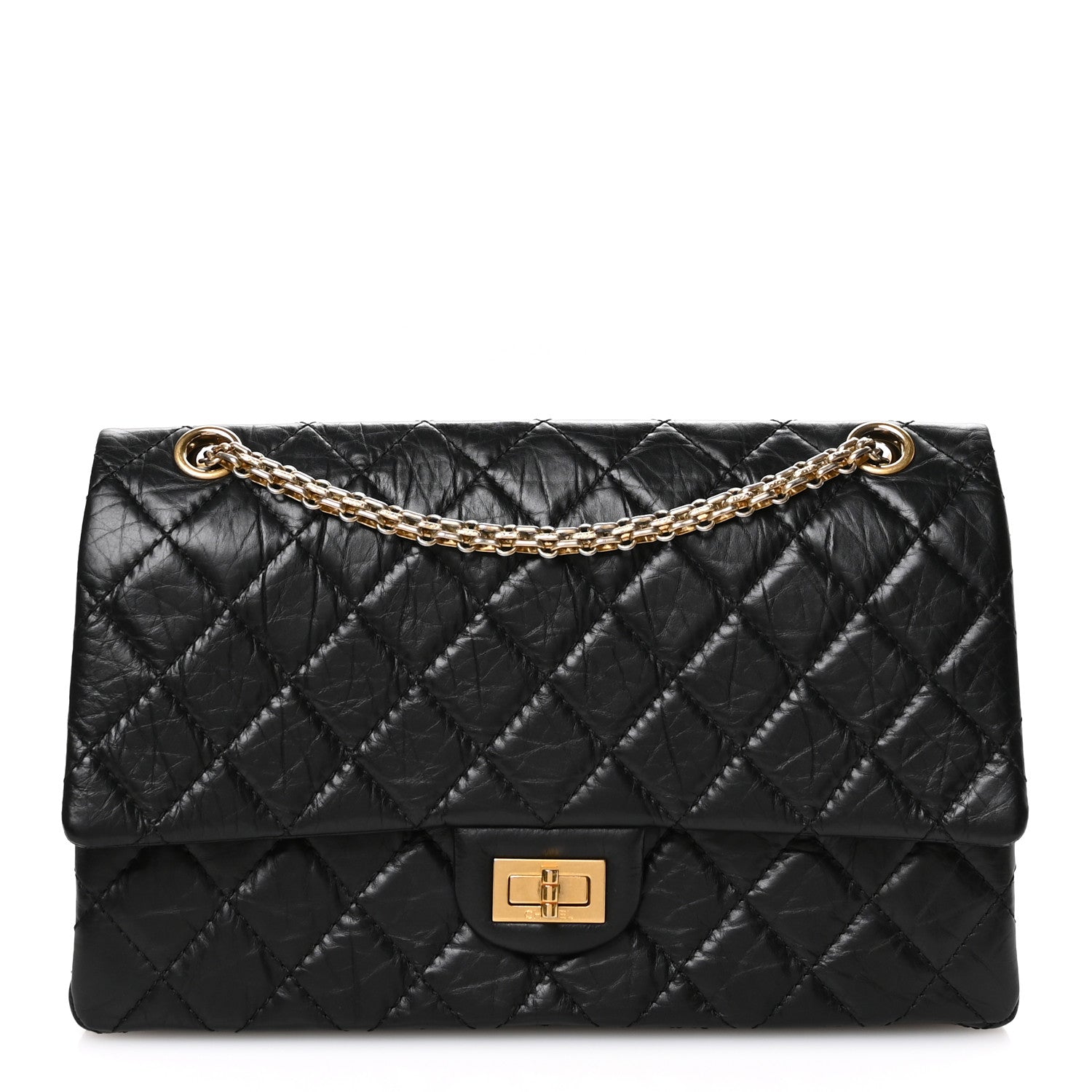 Aged Calfskin Quilted 2.55 Reissue 226 Flap Black