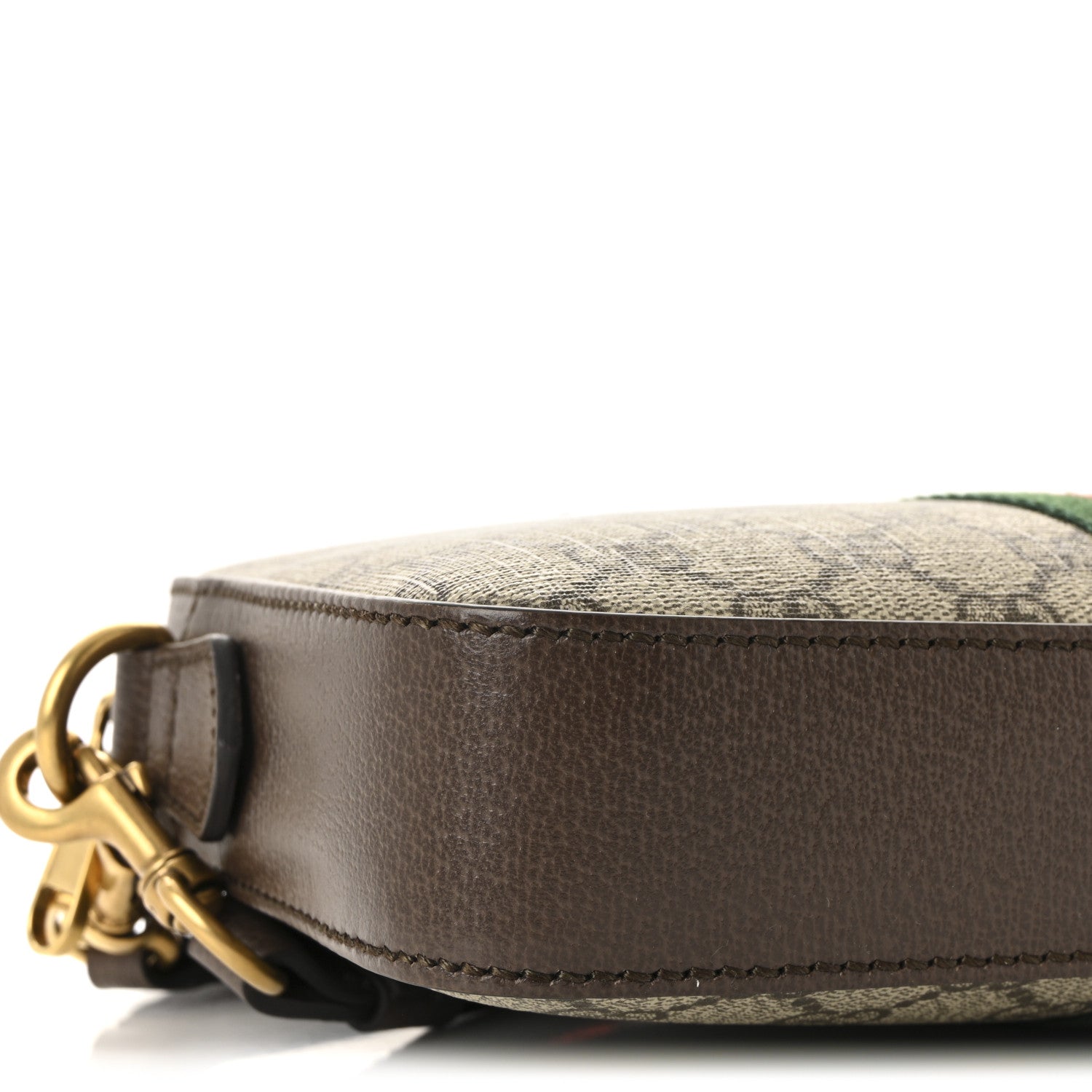 GG Supreme Monogram Textured Dollar Calfskin Web Ophidia Wristlet Shoulder Bag Beige Ebony New Acero