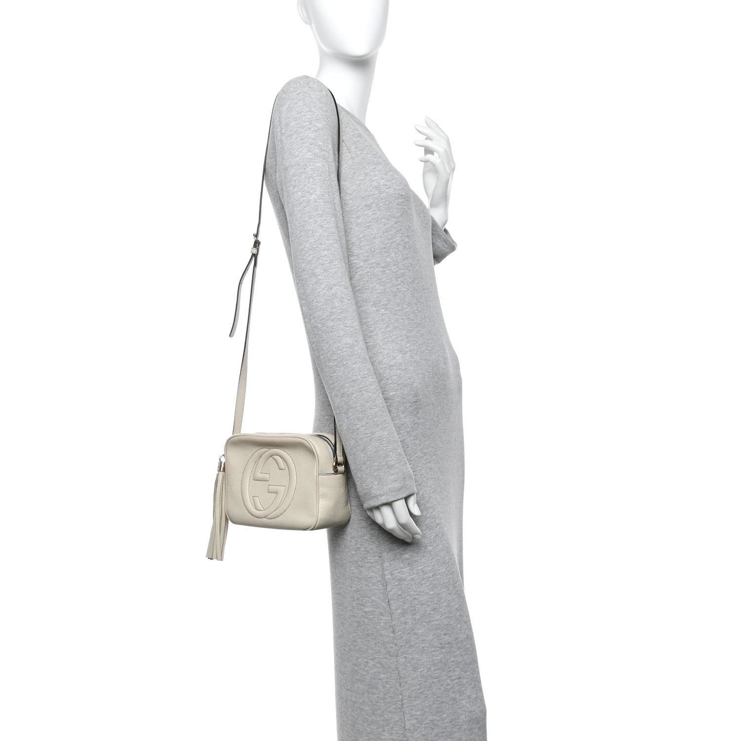 Pebbled Calfskin Small Soho Disco Bag Off White