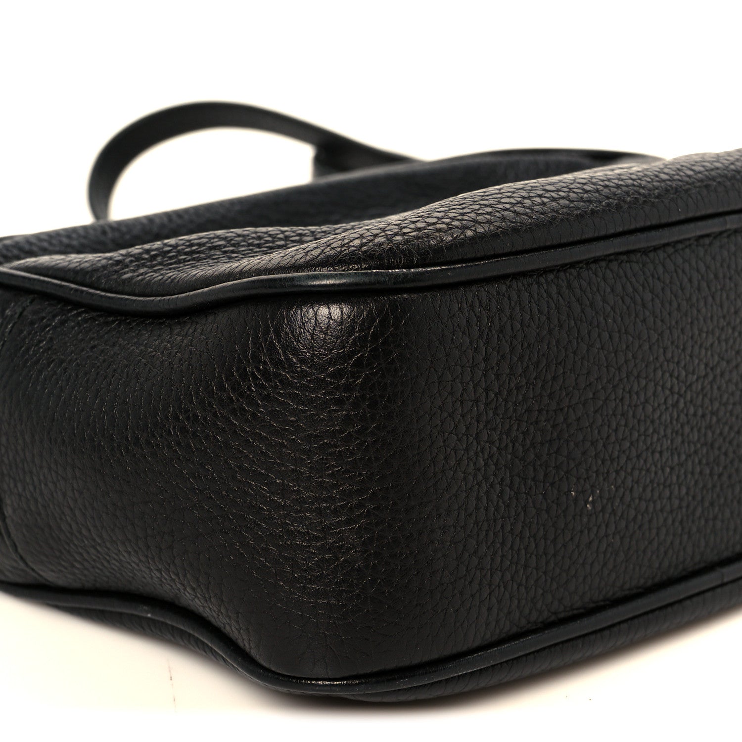 Pebbled Calfskin Small Soho Disco Bag Black