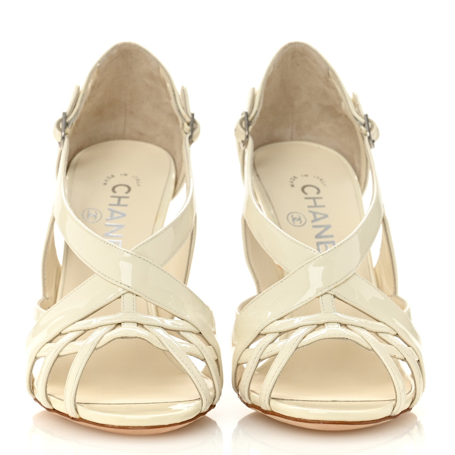 Patent Cut Out Ankle Strap Sandals 37.5 White