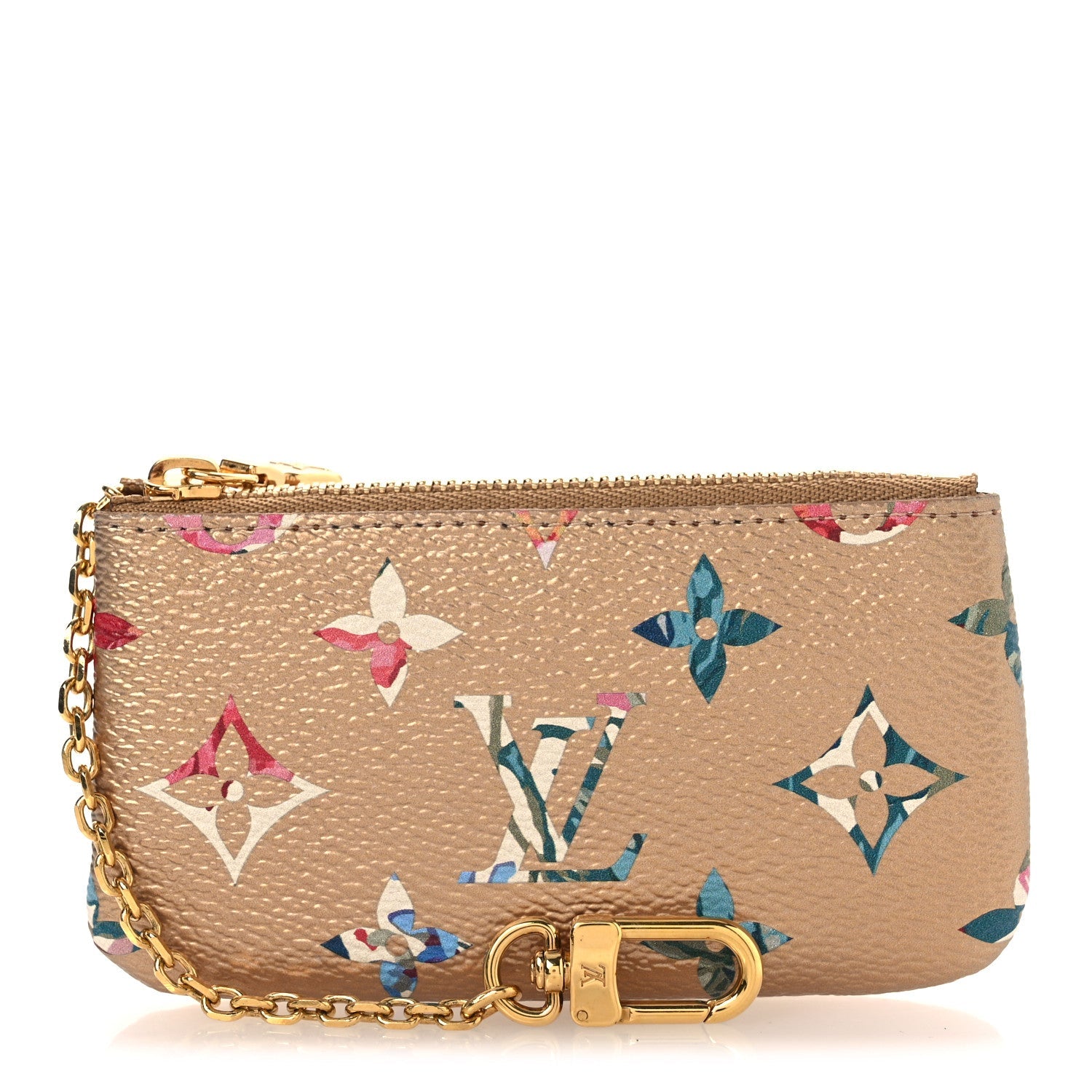 Metallic Monogram LV Garden Key Pouch Gold