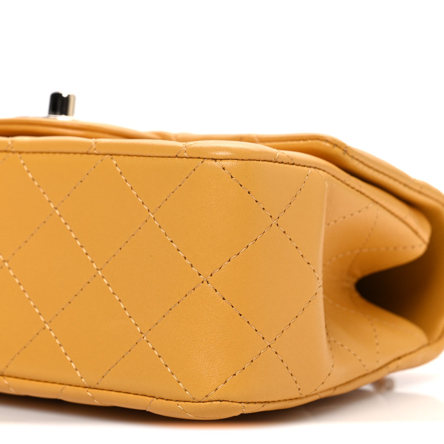 Lambskin Quilted Mini Top Handle Rectangular Flap Yellow