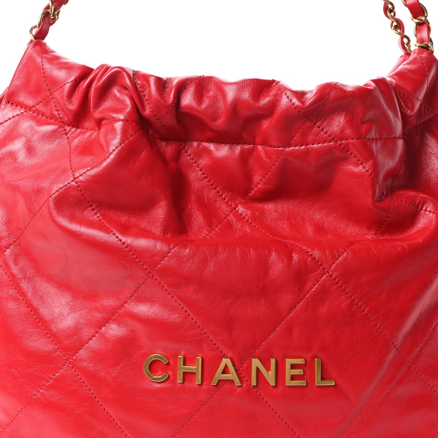 Shiny Calfskin Quilted Small Chanel 22 Red