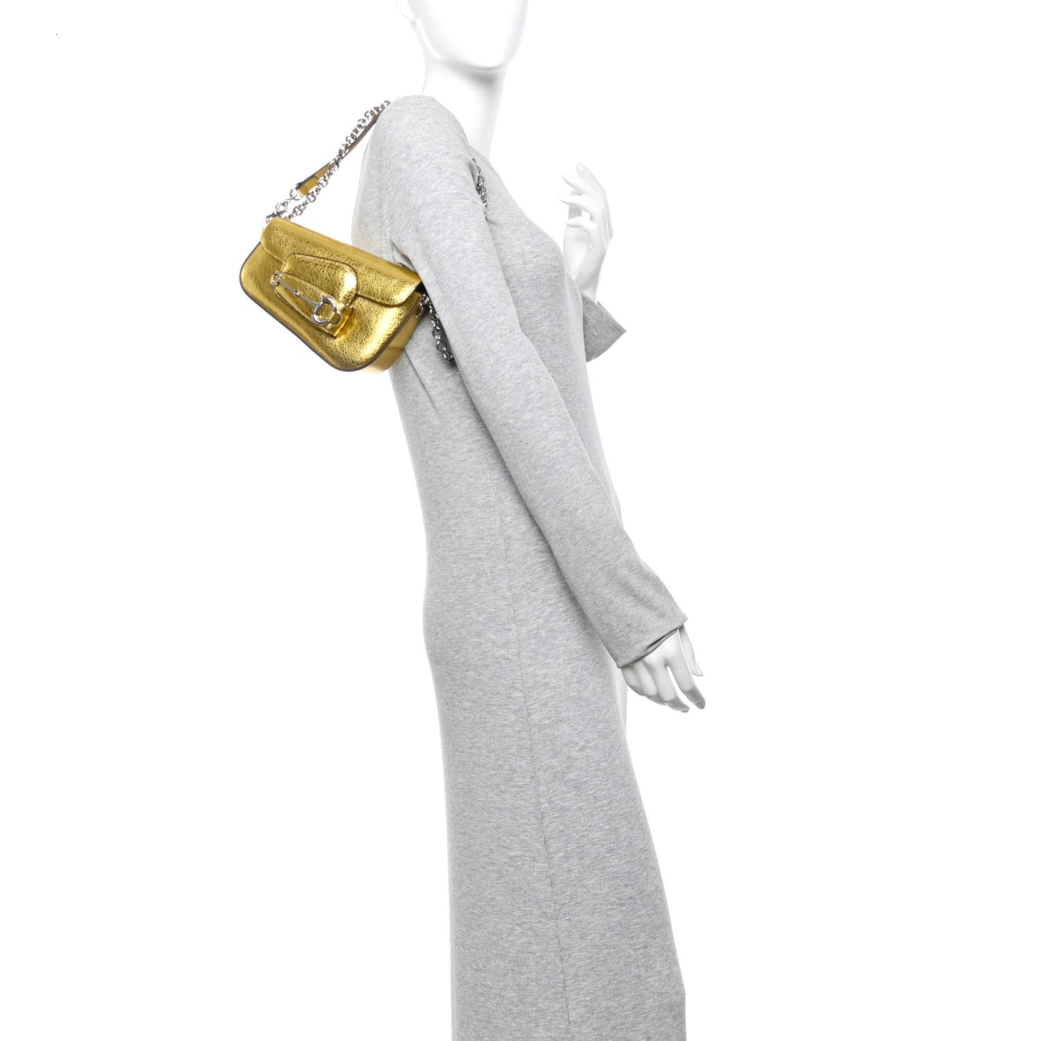 Metallic Calfskin Mini Horsebit 1955 Asymmetric Shoulder Bag Gold