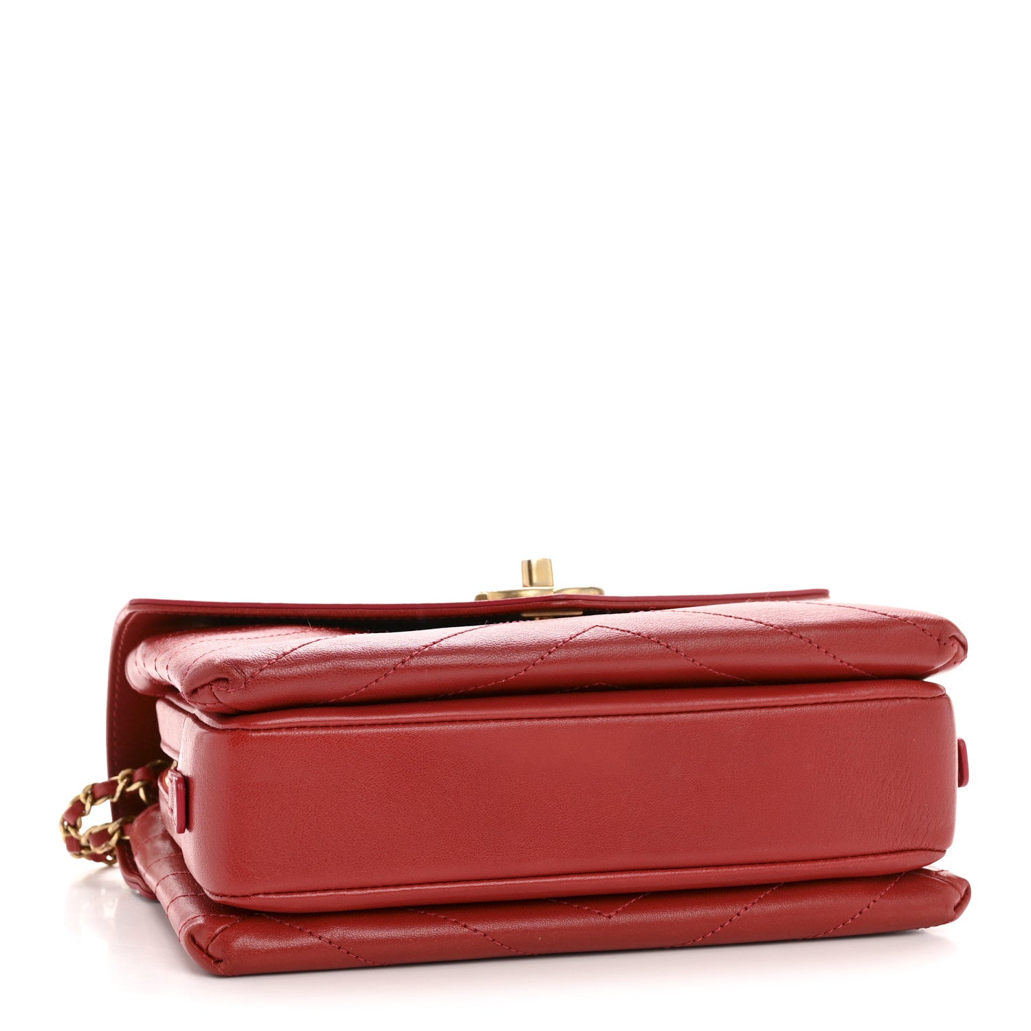 Lambskin Chevron Stitched Envelope Flap Bag Red