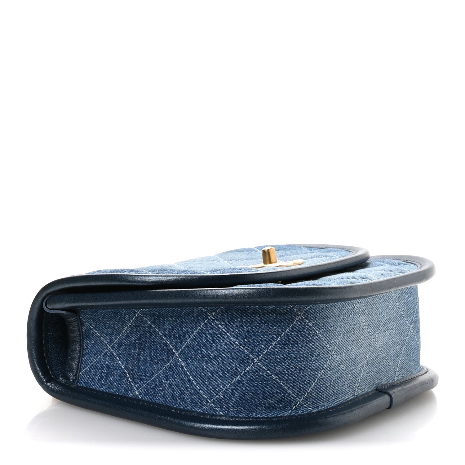 Washed Denim Quilted Small Messenger Flap Blue