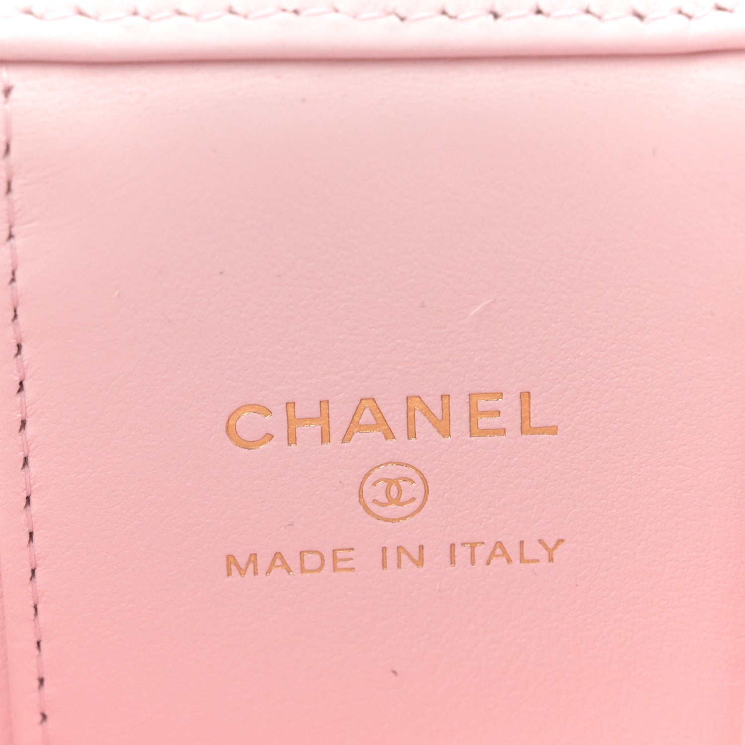 Caviar Quilted Mini Vanity Case With Chain Light Pink