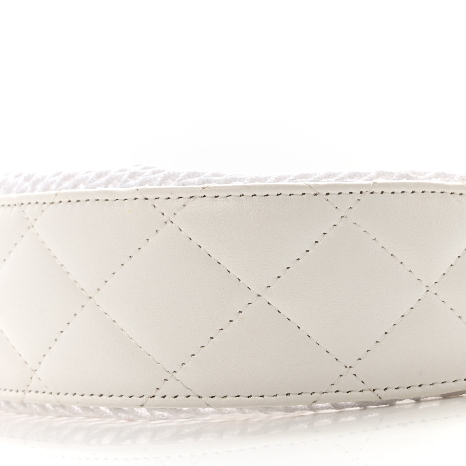 Mesh Shiny Lambskin Chain Hobo White