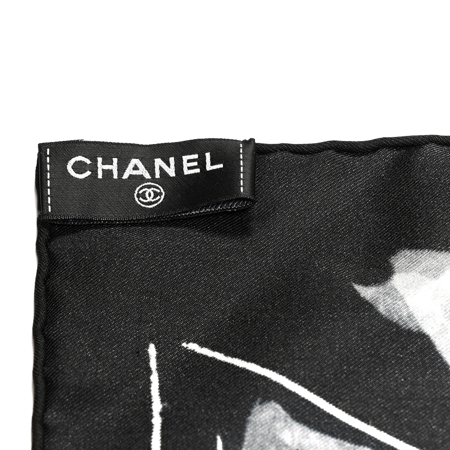 Silk CC Square Scarf Black White