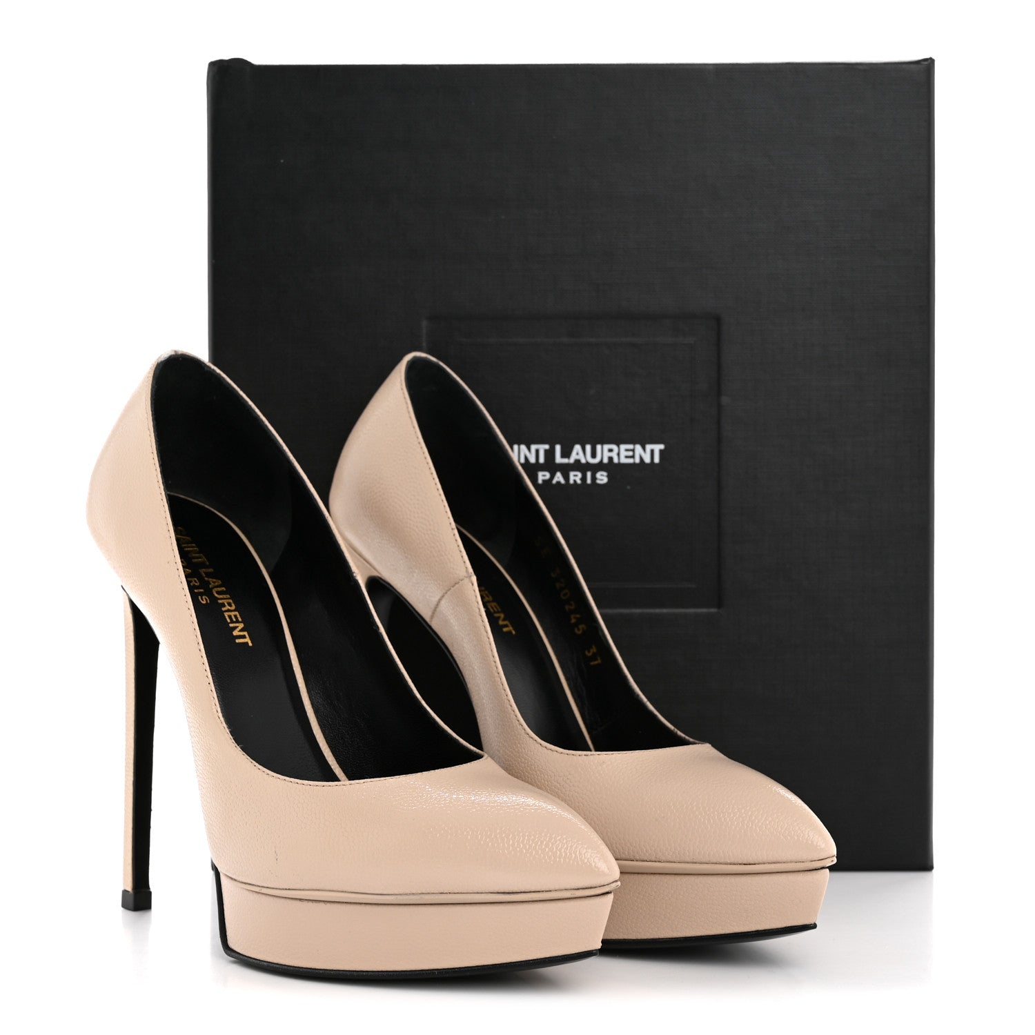 Pebbled Patent Calfskin Janis 105 Platform Pumps 37 Nude