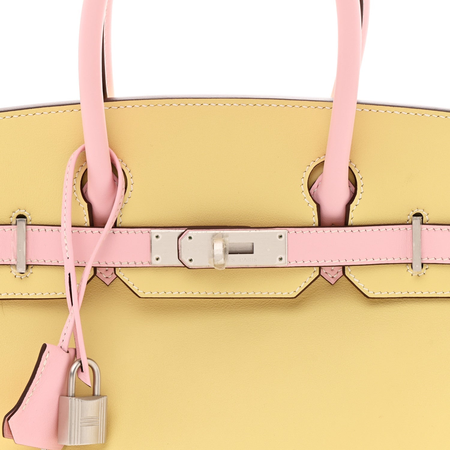 Swift Horseshoe Bi-Color Birkin 30 Jaune Poussin Rose Sakura