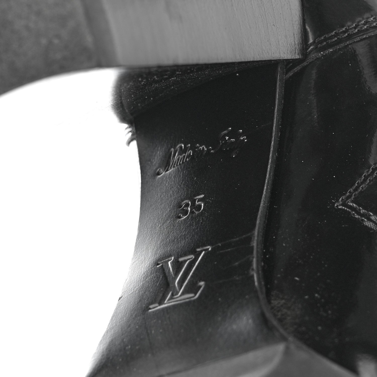 Patent Calfskin Monogram LV Black Heart Star Trail Ankle Boots 35 Black