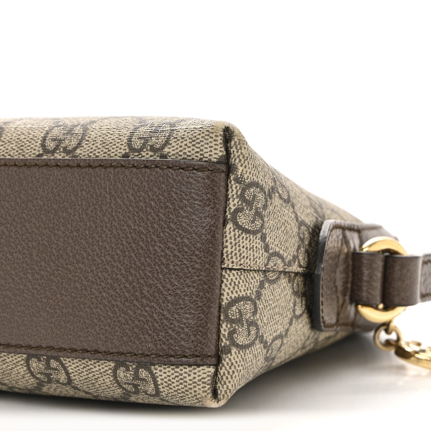 GG Supreme Monogram Textured Dollar Calfskin Web Small Ophidia Dome Shoulder Bag Beige Ebony New Acero