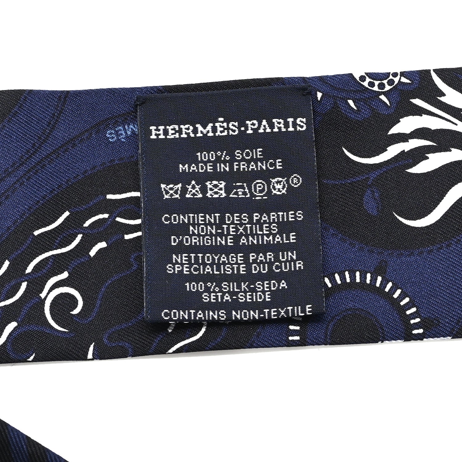 Silk Festival Des Amazones Bandana Fringed Twilly Bleu Black