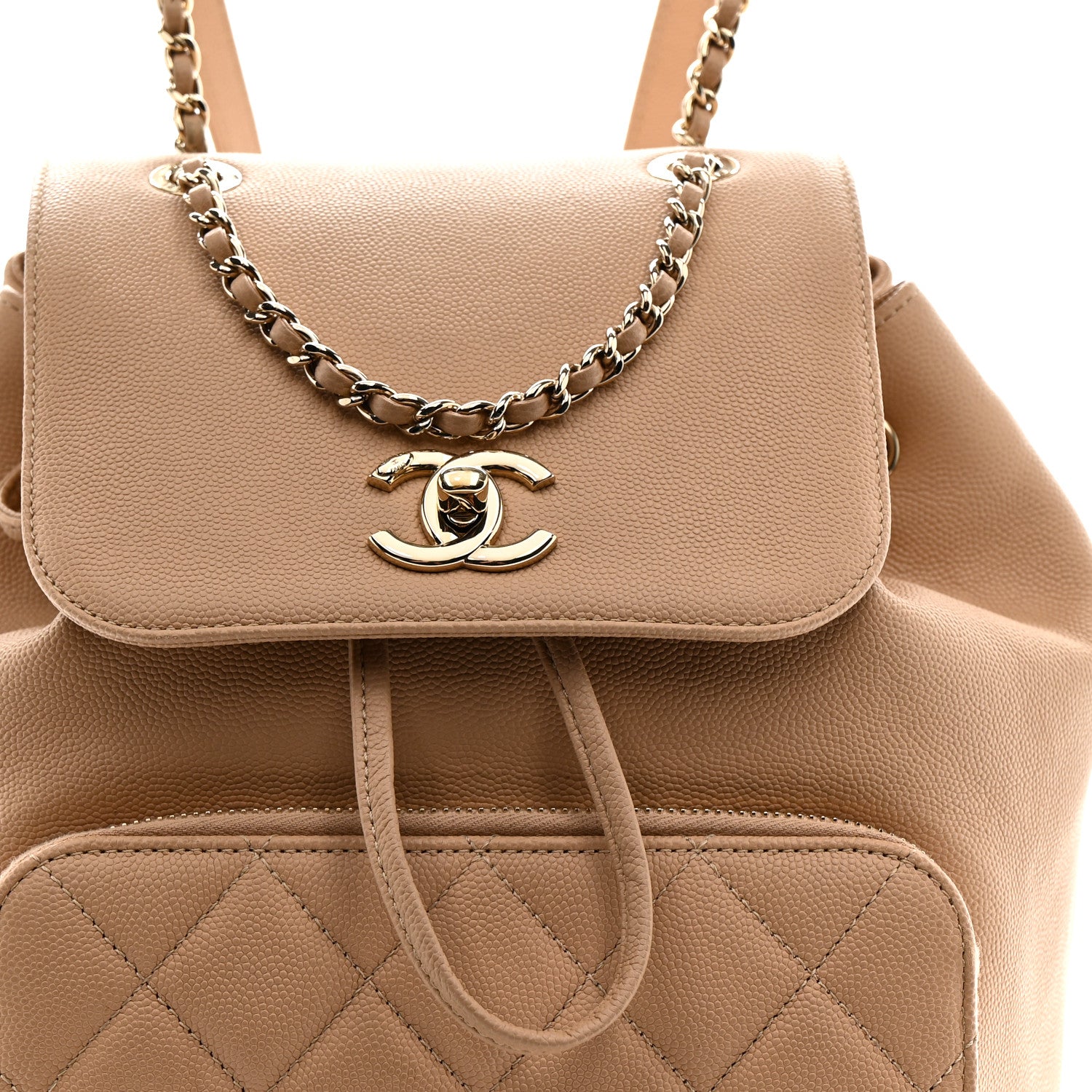 Caviar Quilted Business Affinity Backpack Beige