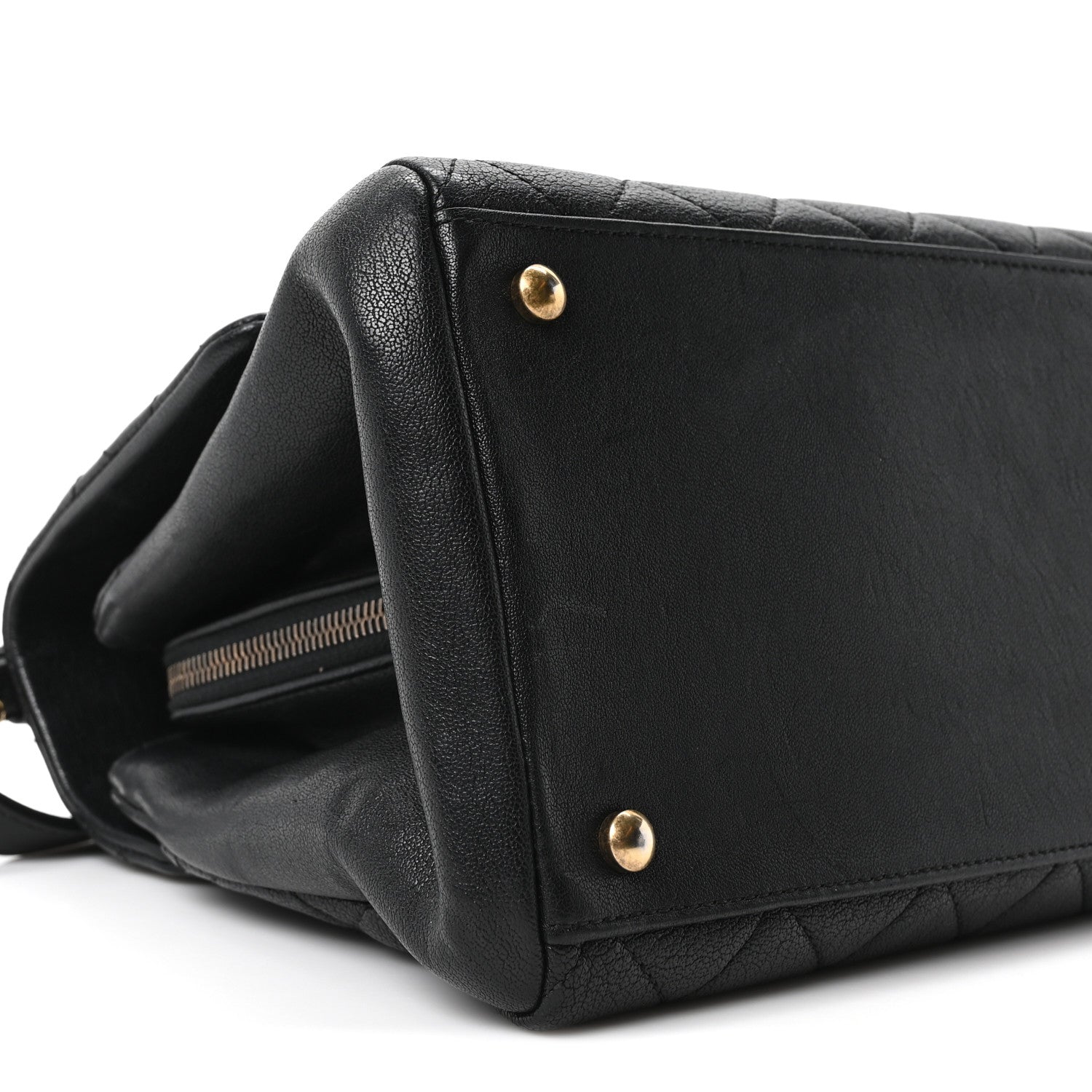 Shiny Sheepskin Quilted Large Trapezio Flap Black